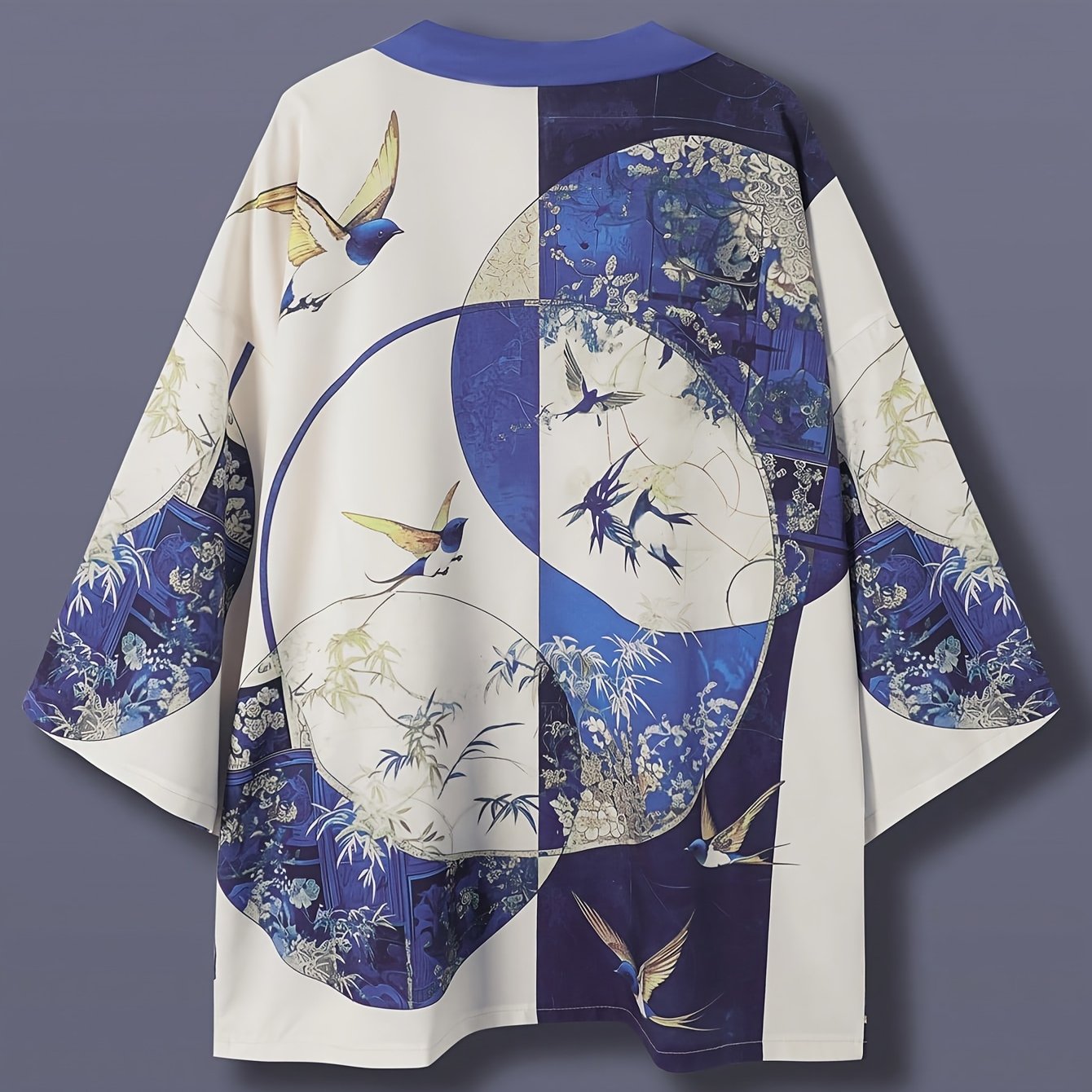 TEMU Japanese Habutae Kimono Cardigan & Cape Jacket - -neck Yukata Cover-up Suitable For , Loose Fit Summer Outerwear For Beach, Travel, Festival