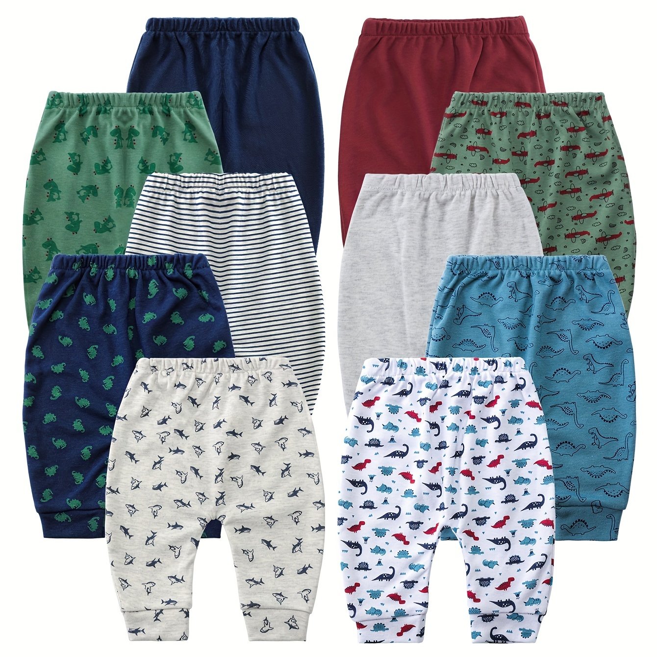 TEMU 10pcs Newborn Baby Boys' Pants 0-12 Months, Baby Essential Pants, All Baby Clothes