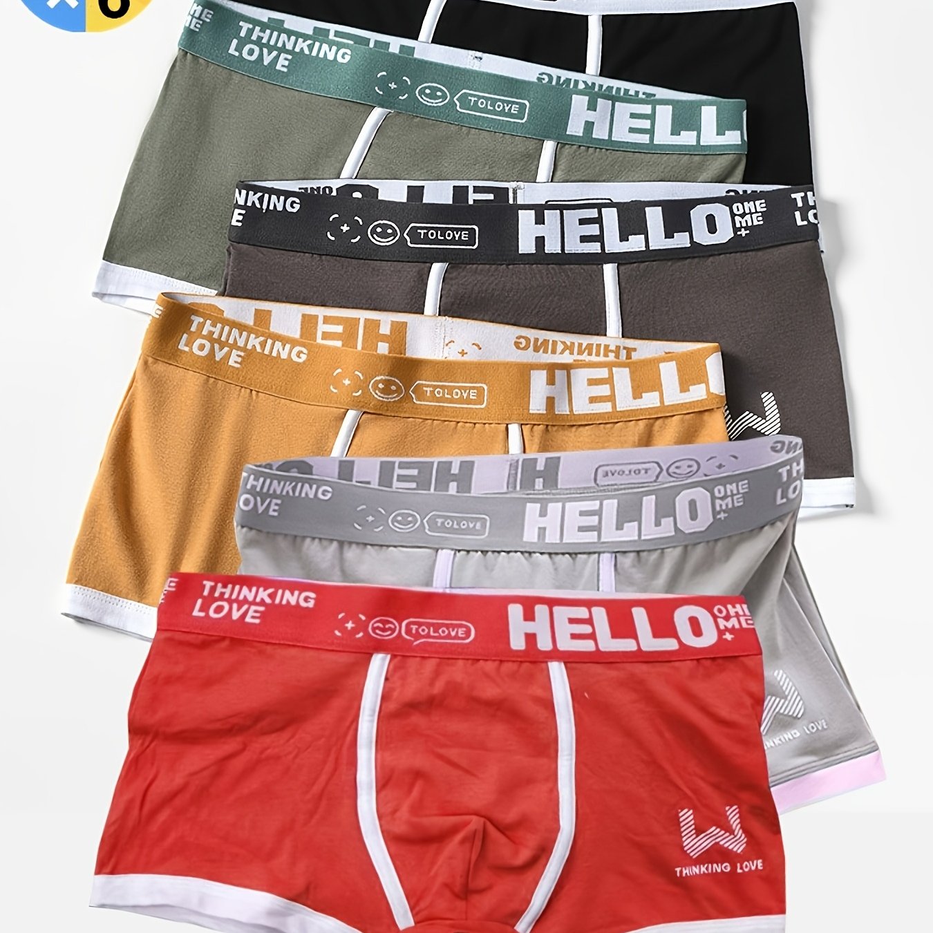 6pcs Random Color Men's Sports Boxer Briefs Comfortable Daily Home Underwear