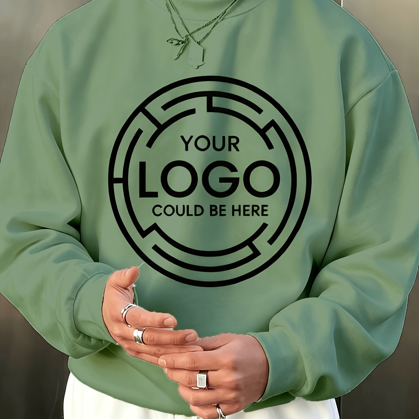 TEMU [custom Sweatshirt] Men's Crew Neck Sweatshirt, Customizable With Personalized Text/photo, Machine Washable, Suitable For Team Activities|