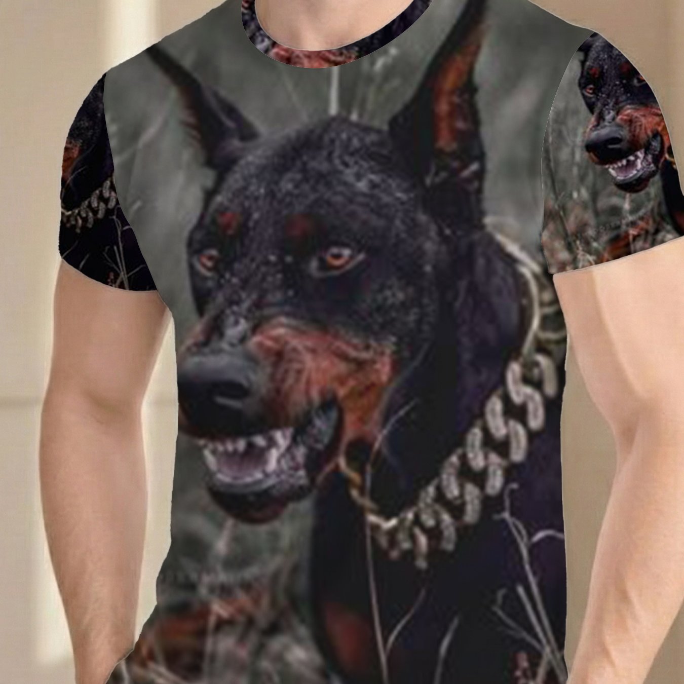 TEMU T-shirt, Style Animal Pattern Top, Unisex Fashion Casual Short Sleeve, Loose Comfortable Breathable Half Sleeve, Unique Dog Element Versatile