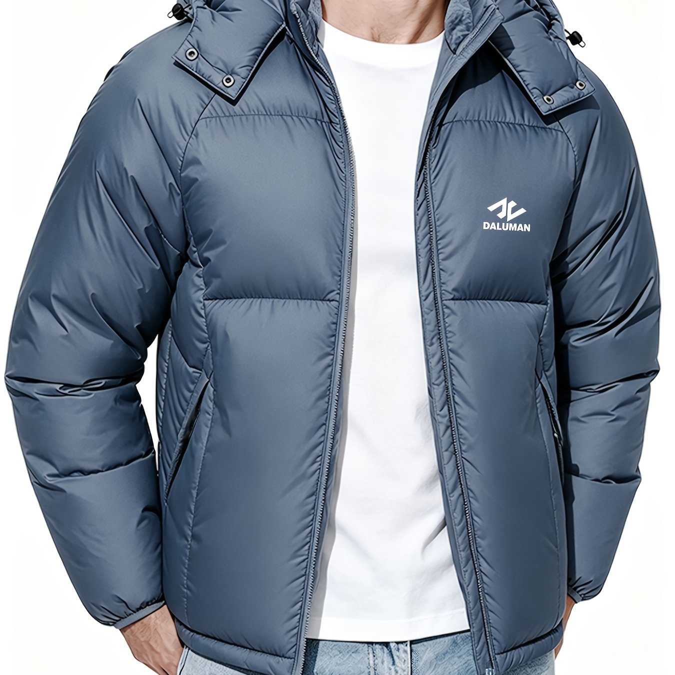 Men's Hooded Padded Jacket with Detachable Hood