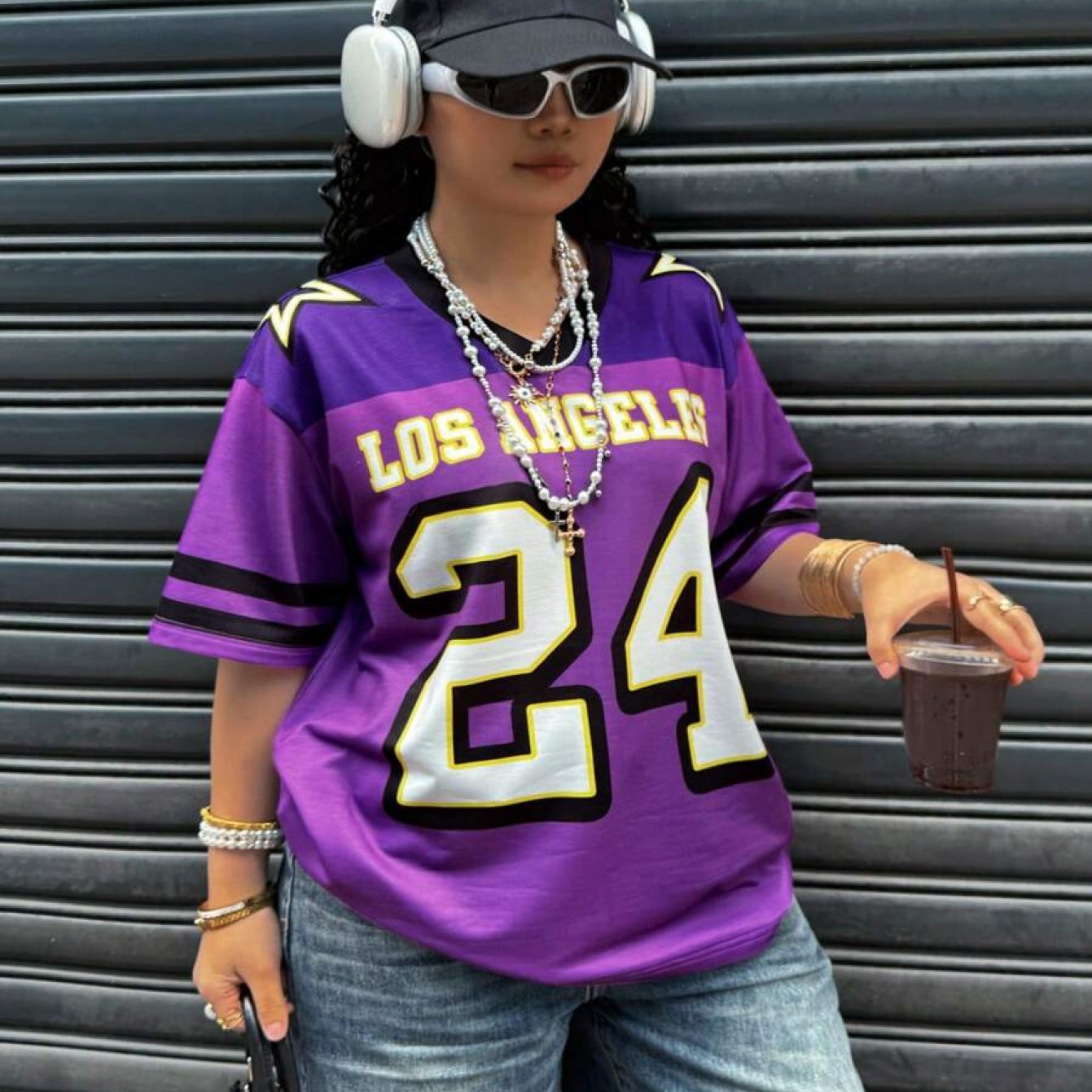 TEMU Plus Size, Plus Size Summer Casual Colorblock Letter & Number Print Short Sleeve T-shirt