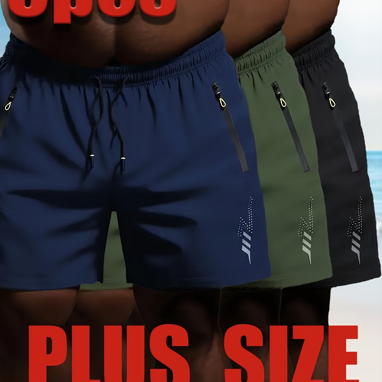 TEMU 3pcs Set, Men's And Women's Fashionable And Cool Extra-large, Big Size, Shorts, Comfortable Fabric, With Drawstring, Suitable For Daily Life, ,