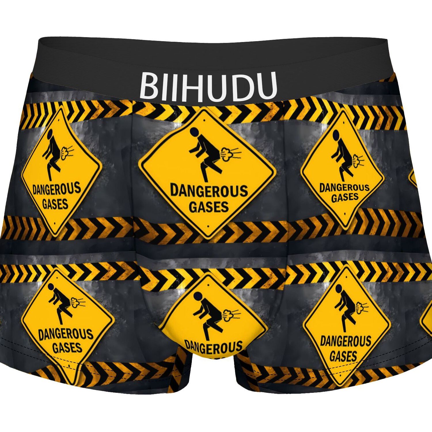TEMU Warning Sign Black Border Underwear Polyester Underpants 2d Print Design