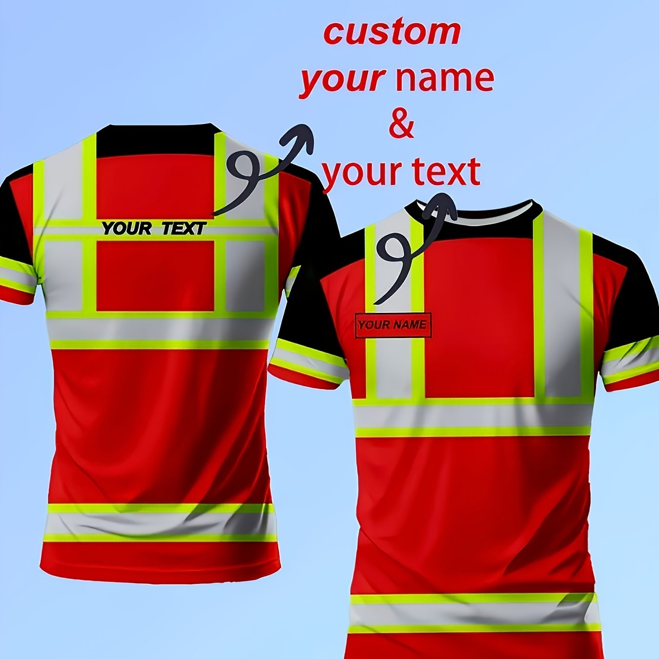 TEMU T-shirt décontracté personnalisé pour homme - Impression de nom sur mesure, panneaux contrastés, tissu durable et respirant, col rond manches