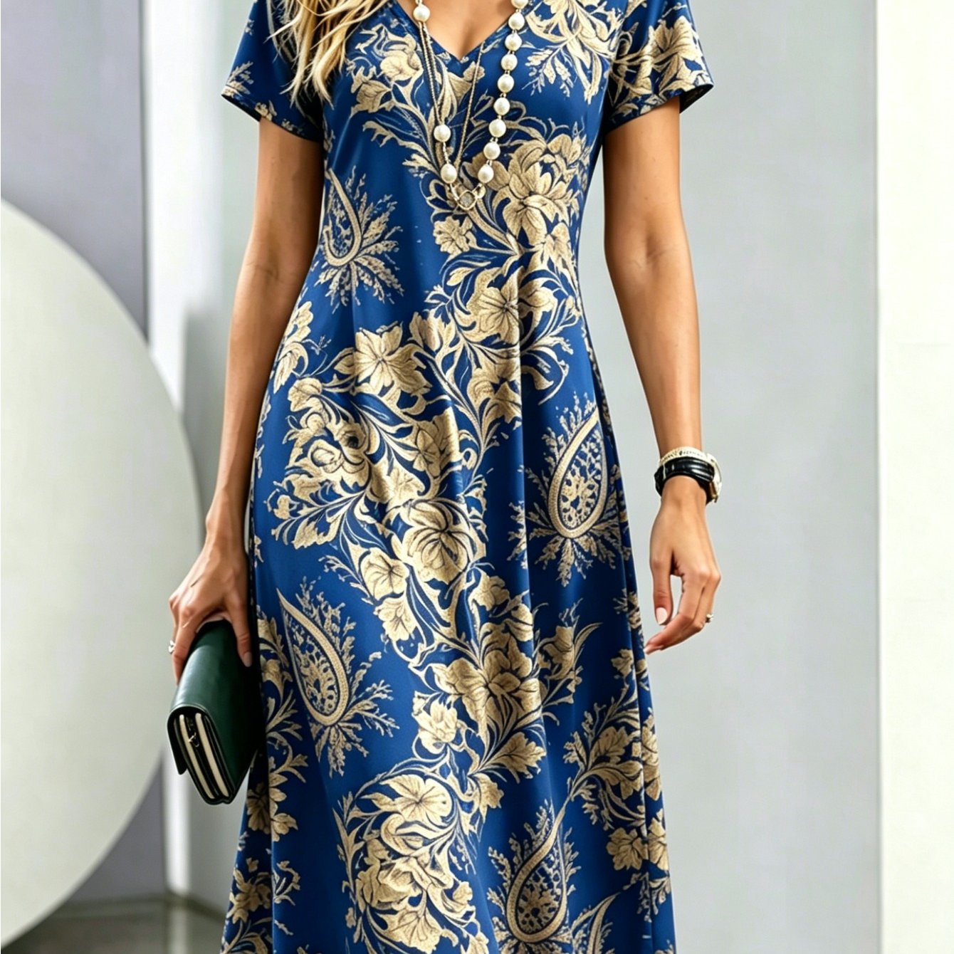 Plus Size, Women's 3d V-neck Mini Dress
