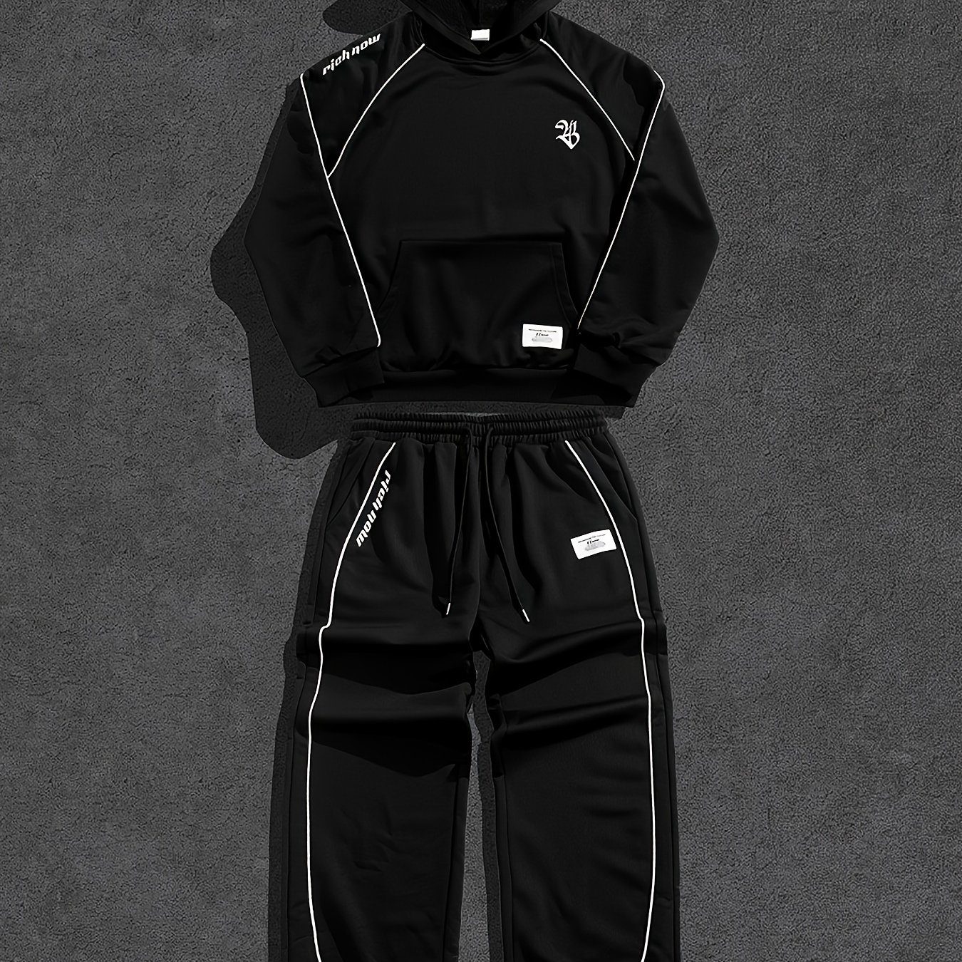 Image of Men's Spring/autumn New Hooded Sweatshirt And Sweatpants Set, 2pcs Long Sleeve Hoodie And Long Pants For Daily Work Wear, Casual Sportswear, Winter Clothes For Men