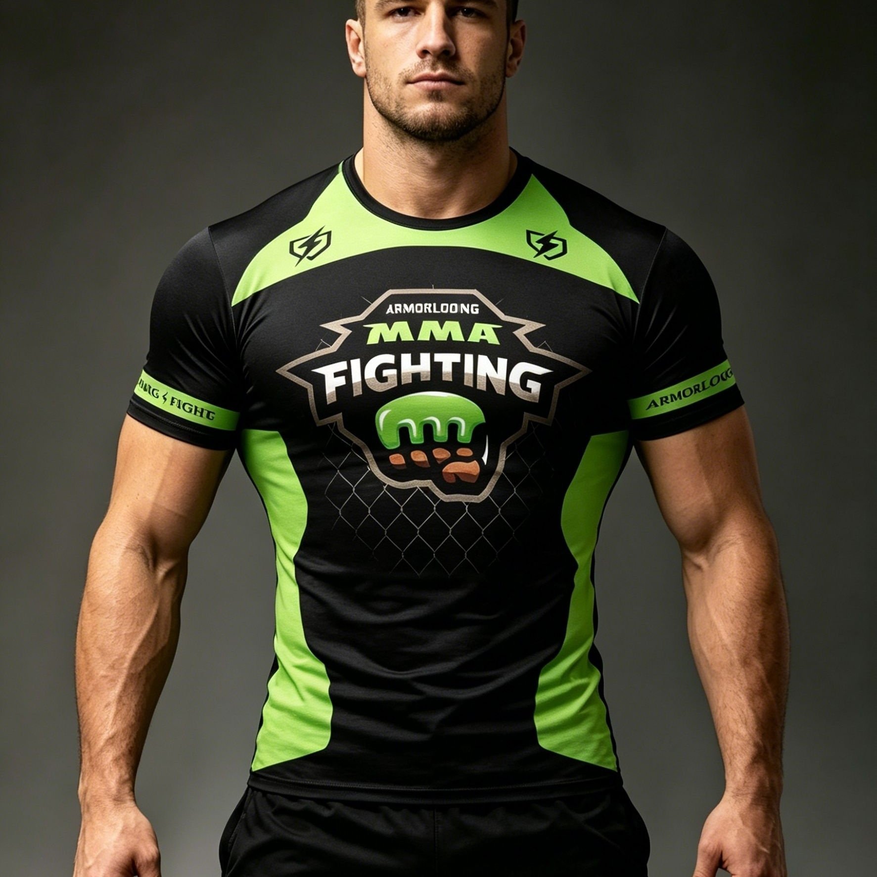 TEMU Men's 3d Printed Compression Shirt - 100% Polyester High Stretch Quick-dry Rashguard With Full-body Graphic Print, Crew Neck Short Sleeve For