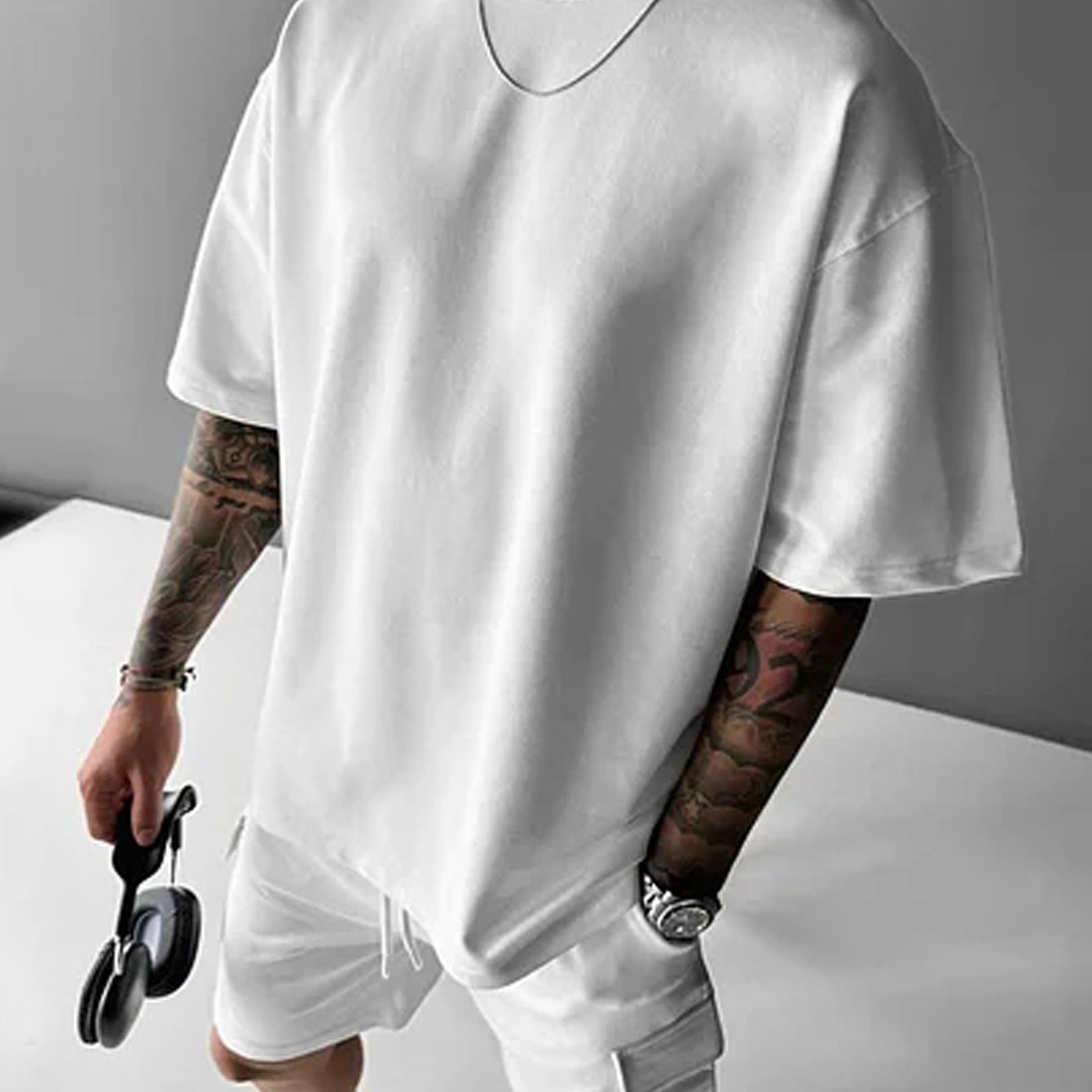 E-shop Herren Kurzarm-T-Shirt – Übergroßes, locker geschnittenes, feuchtigkeitsableitendes Kurzarm-T-Shirt für Herren, cooler Streetwear-Stil,
