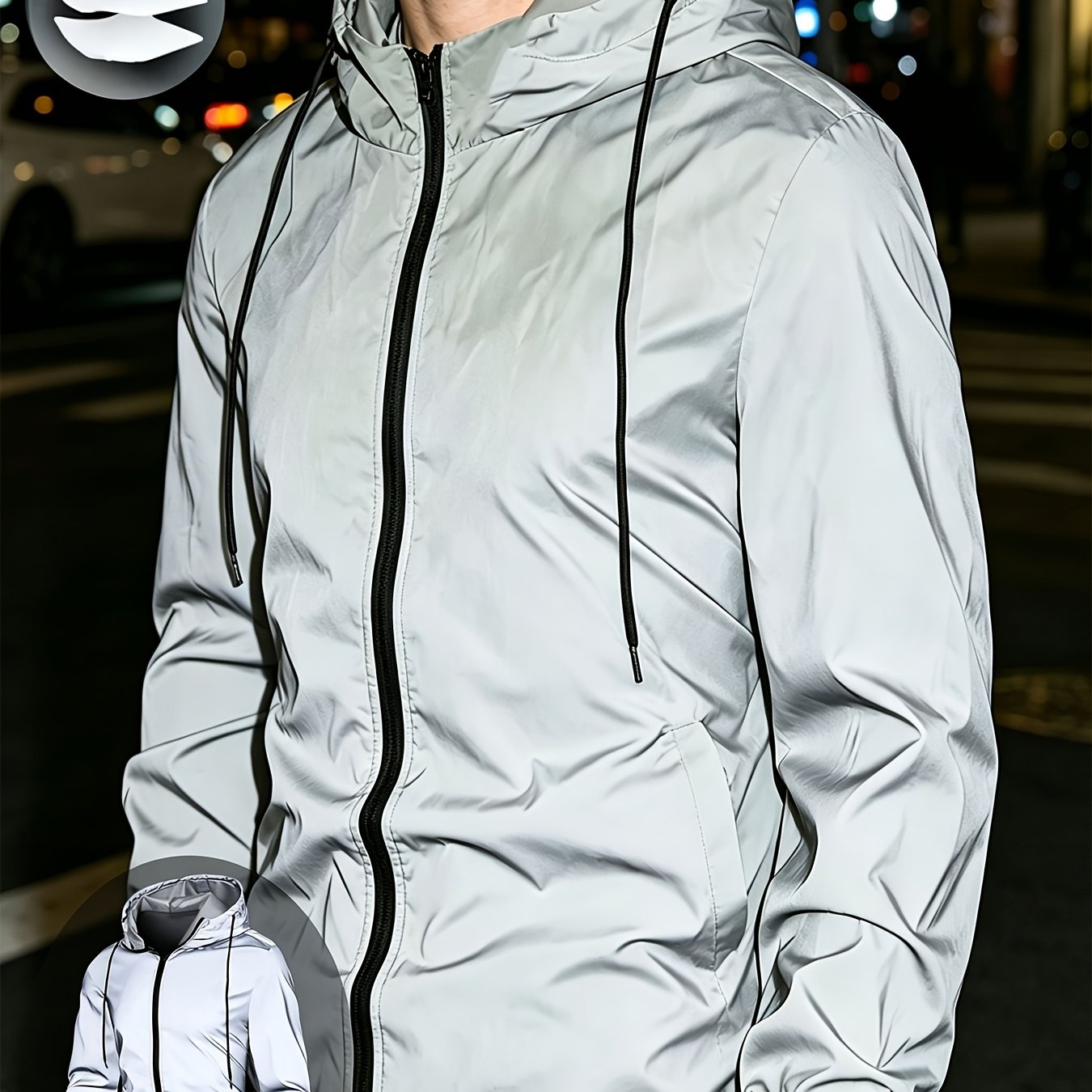 TEMU Fashionable Men's Lightweight Thin Hooded Jacket, Functional Lightweight Portable Trendy Streetwear Outerwear, Unisex Gift For Daily Commuting