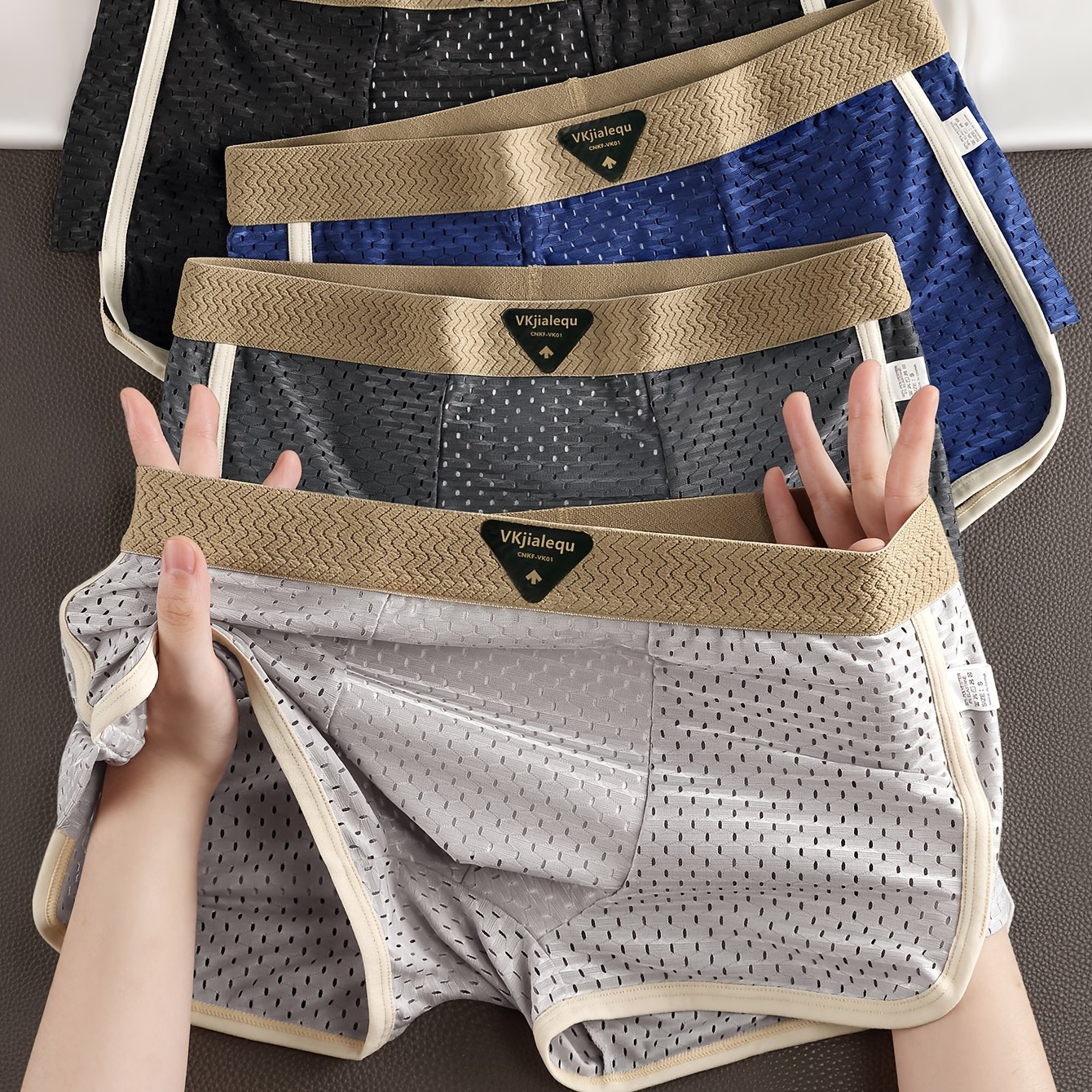 TEMU 4-pc Men's Mesh Breathable Loose Size Style - Soft, Comfortable, Healthy, And Skin-friendly Underwear