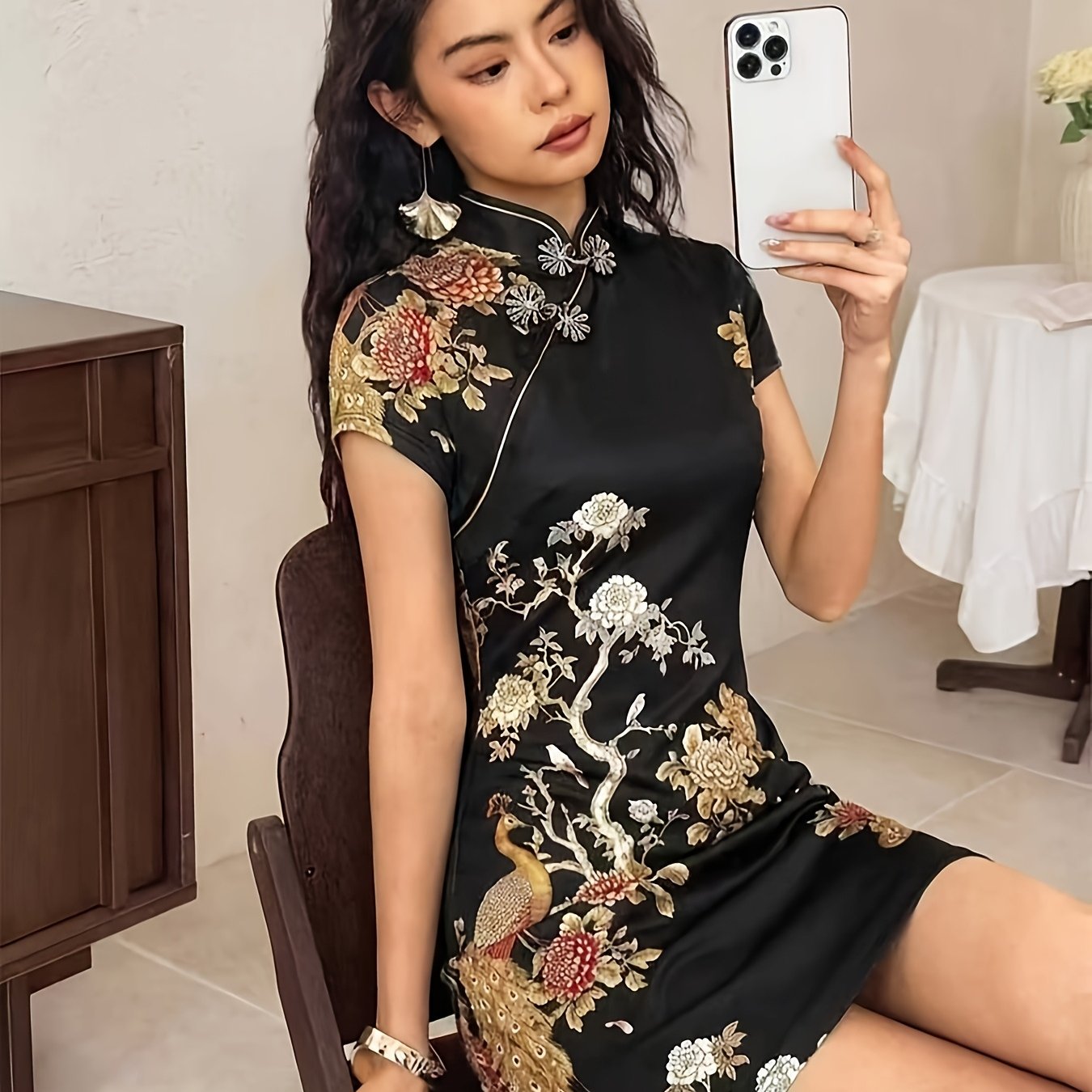 TEMU Elegant, Exquisite And Fashionable Women's Chinese Style Cheongsam Dress, Bridesmaid Dress