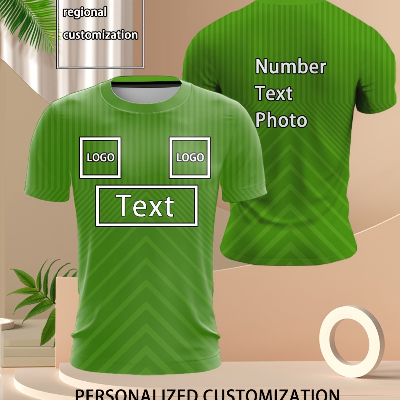 TEMU Camiseta de moda para con estampado geométrico, camiseta personalizada de manga corta multizona, top deportivo de moda, material de fibra de