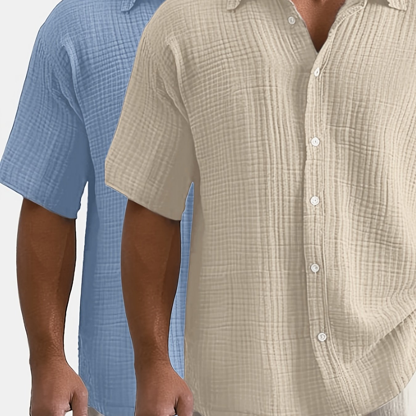 2pcs Men's Short Sleeve Shirts Casual Lightweight Button Shirt Beach Vacation Summer Tops, Men's New Summer Loose-fit Casual 100% Short-sleeve Shirt, In Multiple Colors, Perfect As A Gift
