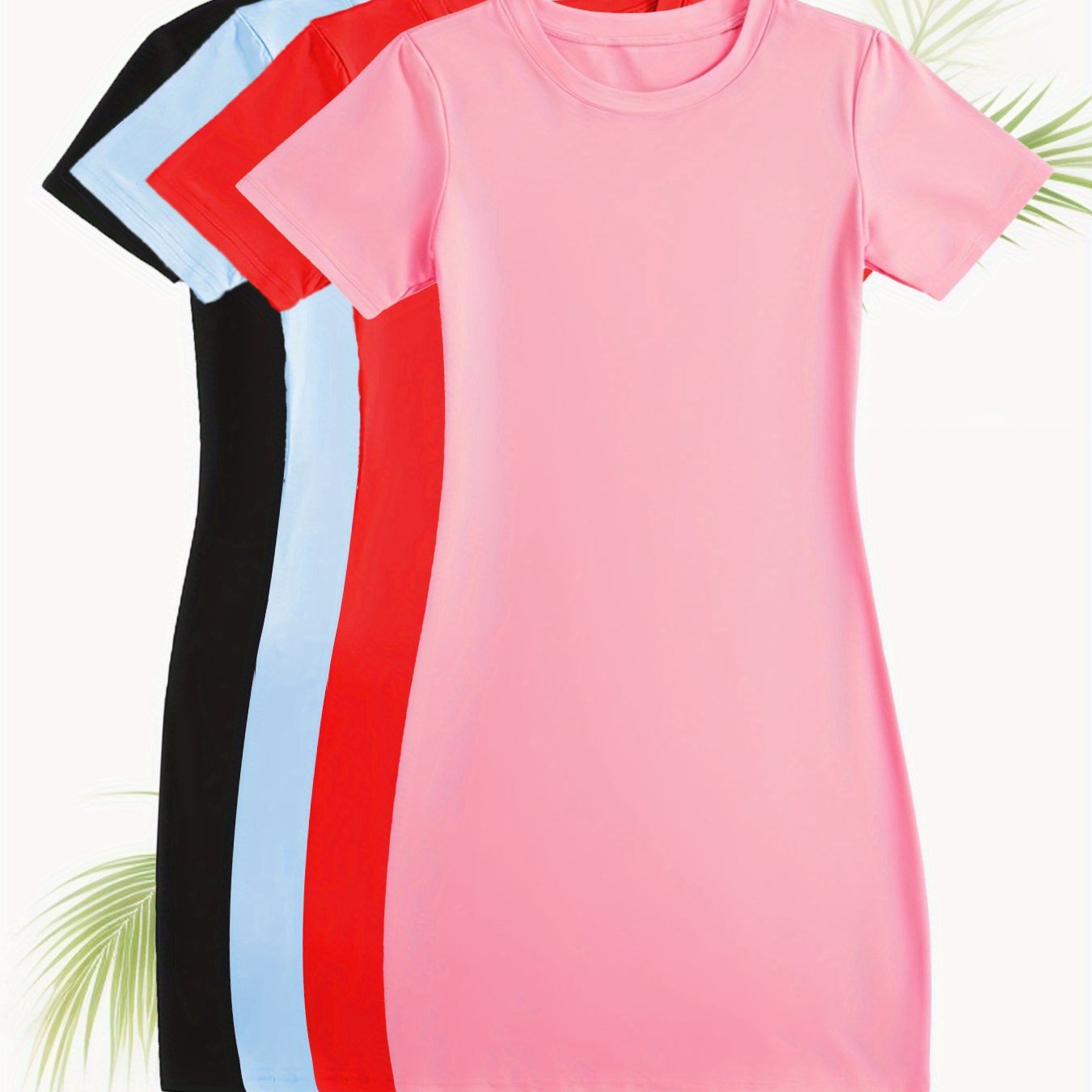 TEMU Plus Size Women's Short Sleeve Dress 4pcs