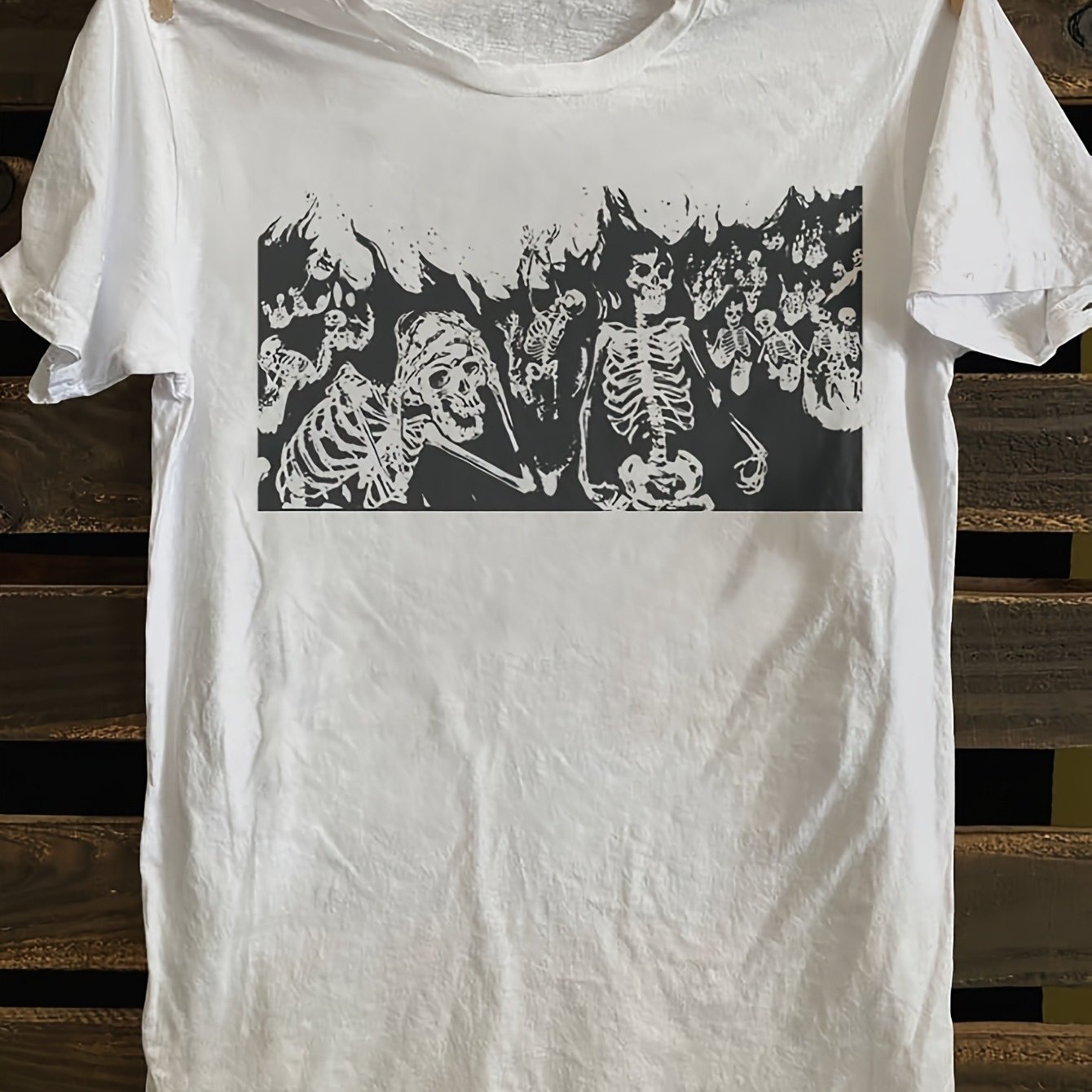 TEMU Men's Vintage Punk Rock Band Graphic T-shirt Soft 100% Cotton, Casual All-match With Tv Poster Horror Design Machine Washable & Dry Ideal For