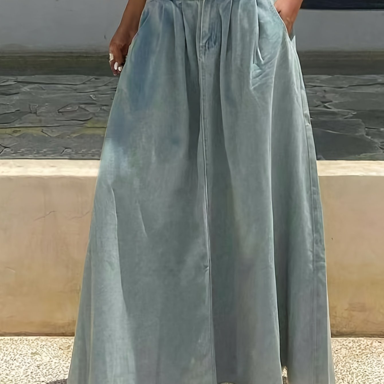 Women' Wash Wide Leg Jeans, Pleated Baggy Denim Pants With Frayed Hem And Side Pockets, Oversized Flowy Full Length Trousers For Y2k Streetwear, Casual Daily Wear, Travel, Festival And Summer Outfits