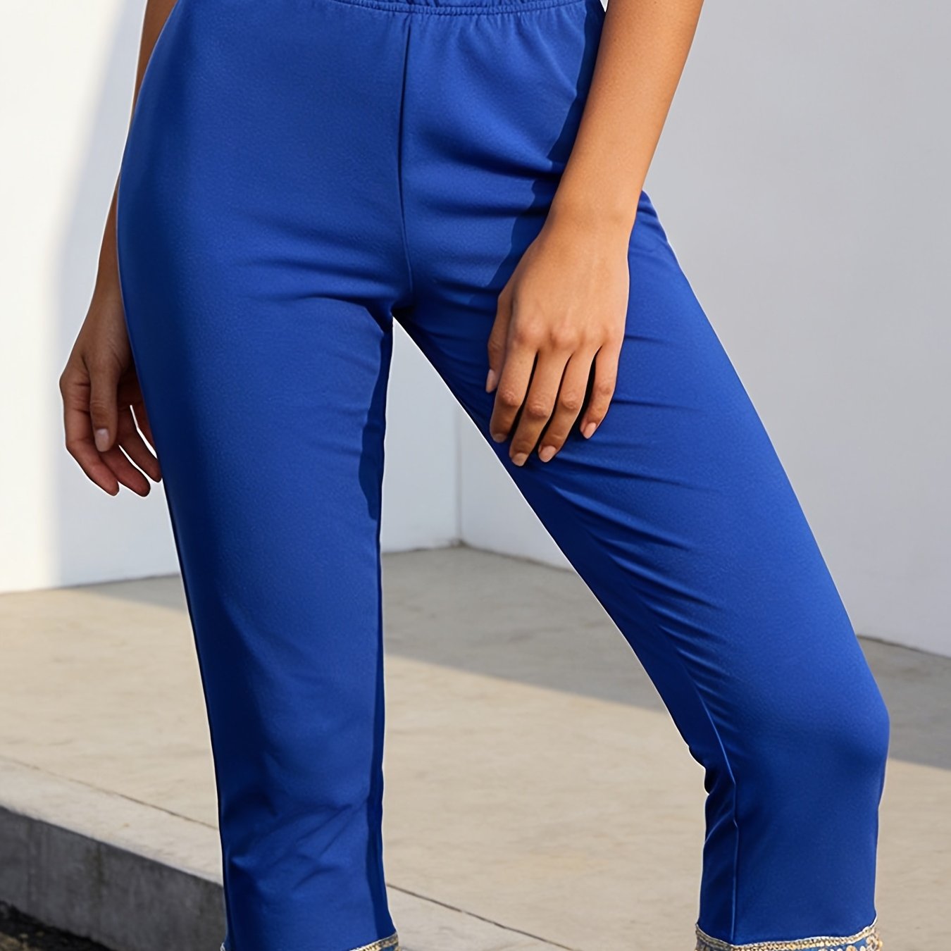 TEMU Taglie Forti - Taglie Forti - 1 pz Pantaloni Nuovo Stile Ricamato, Adatti per Street Casual Abbigliamento da Casa, Leggings Versatili