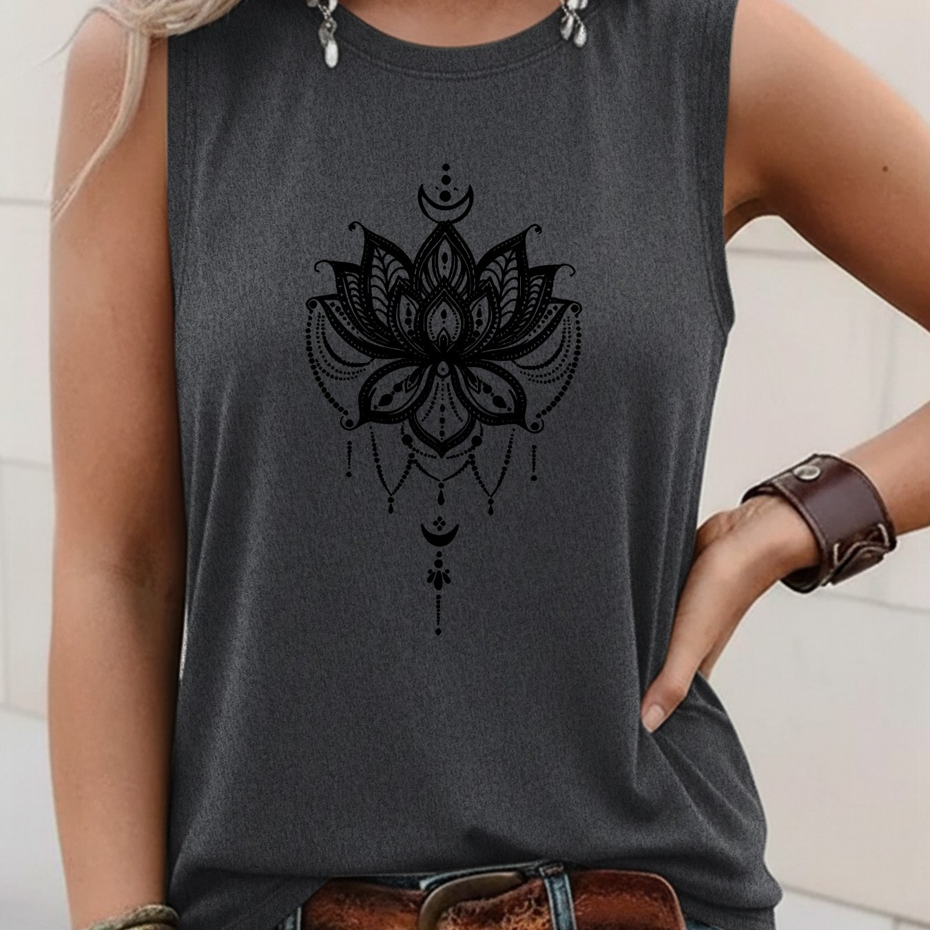 TEMU Letter Print Tank Top, Sleeveless Casual Top For Summer And Spring, Women's Clothing