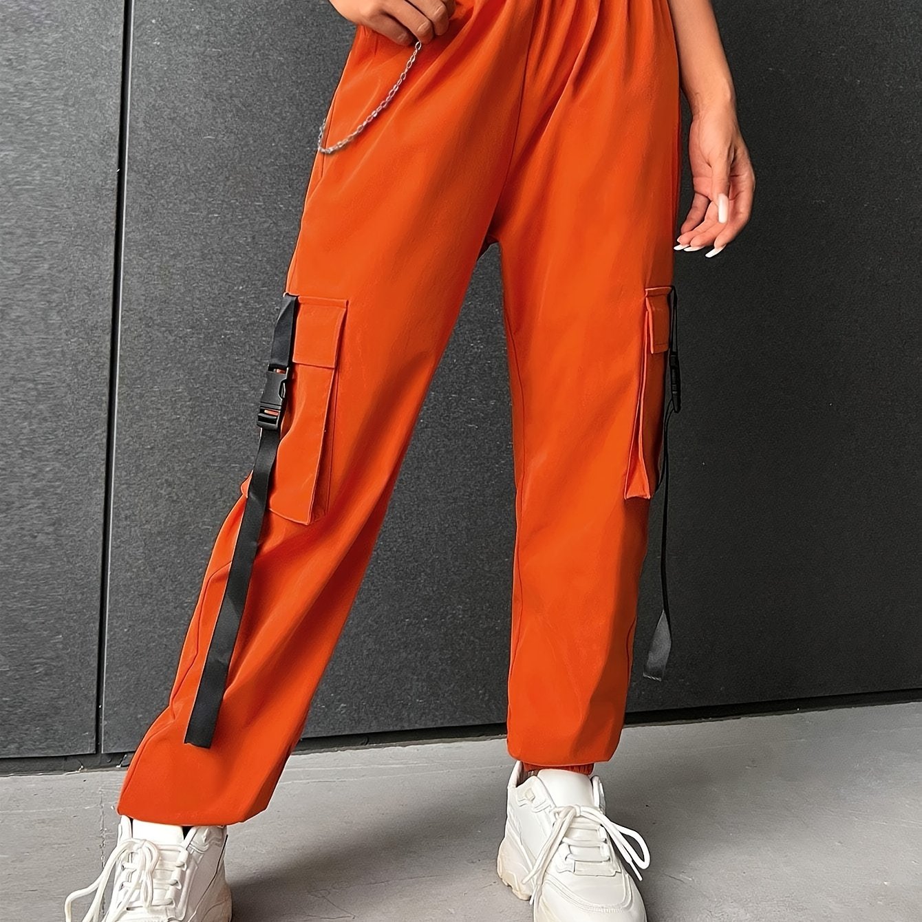 Solid Flap Pocket Jogger Cargo Pants Casual Elastic Waist - Temu