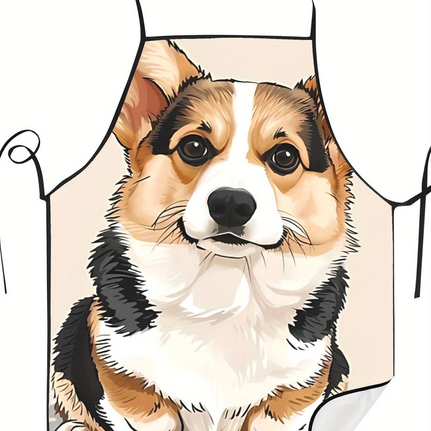 TEMU Cute Welsh Corgi Dog Illustration Apron Cook For Man Woman Printed2d Print Design