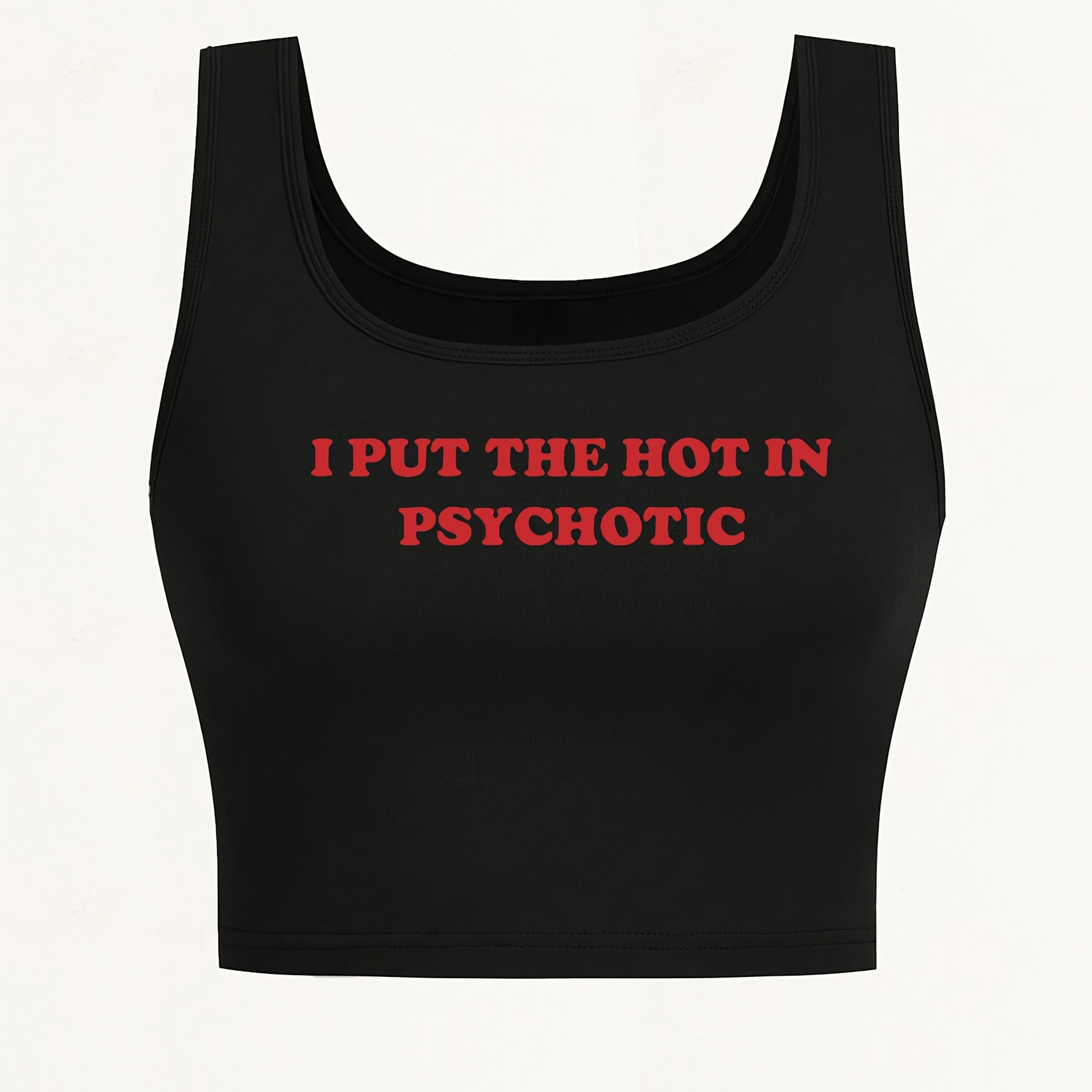 TEMU I Put In The Psychiatric Hospital Patients Letterprint Print Women's Sexy Deep Scoop Neck Seamless Sleeveless Cropped Tank Top For Spring And