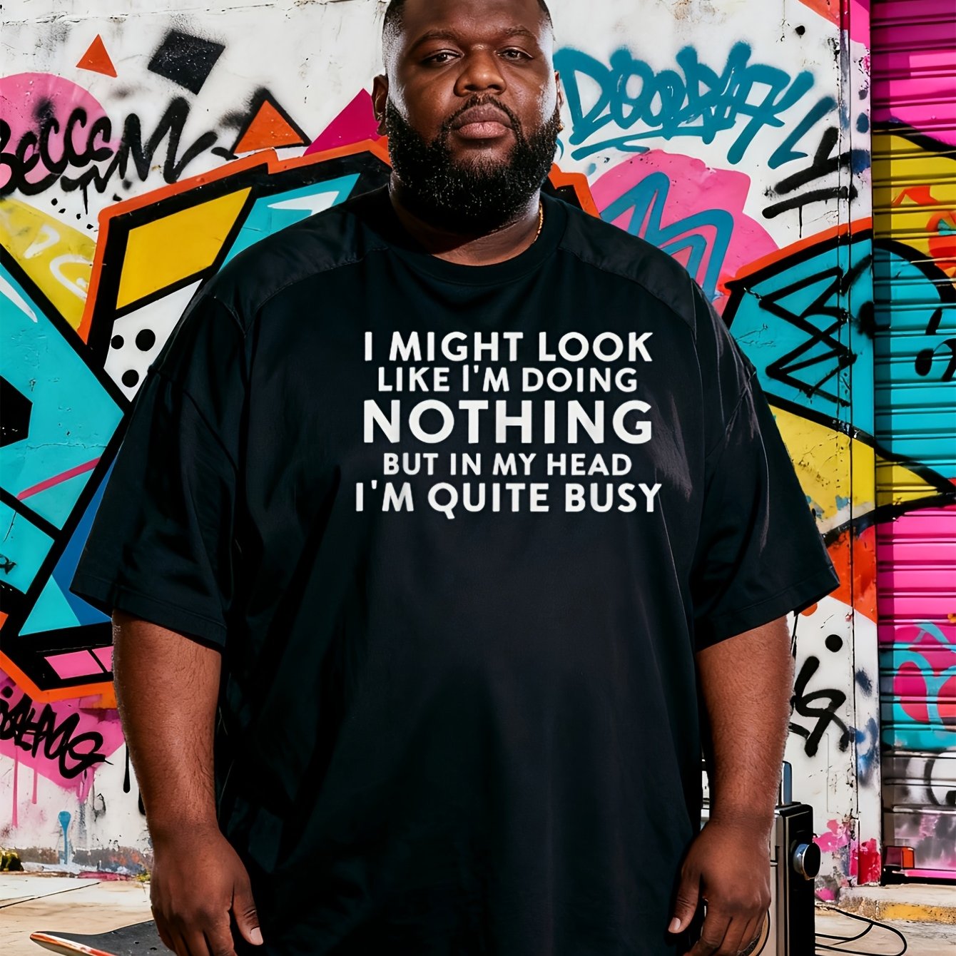 TEMU Men's Printed T-shirt, Short Sleeves With Neck, A Casual Summer Top Suitable Events And Daily Wear, Machine Washable, Plus Size