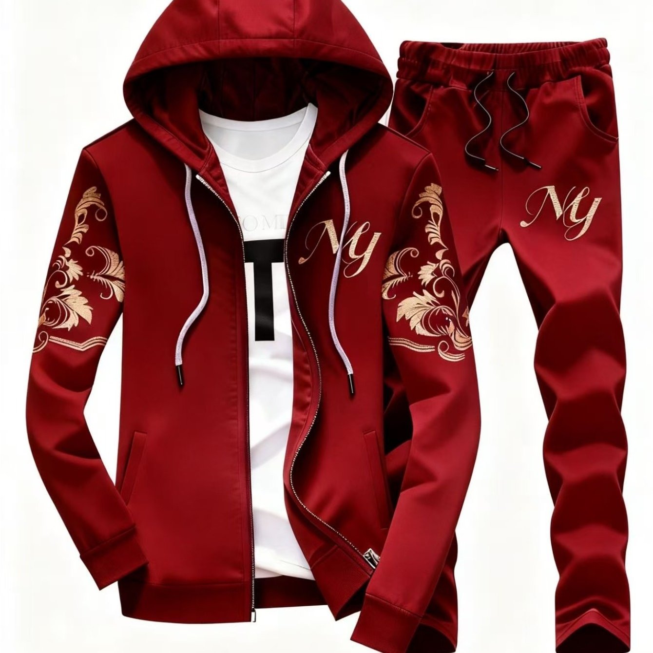 2pcs Set, New Unisex Casual Sports Zipper Hooded Jacket Long-sleeved Sweater Set, 3d Patterned Casual Sports Long-sleeved Sweater Casual Pants