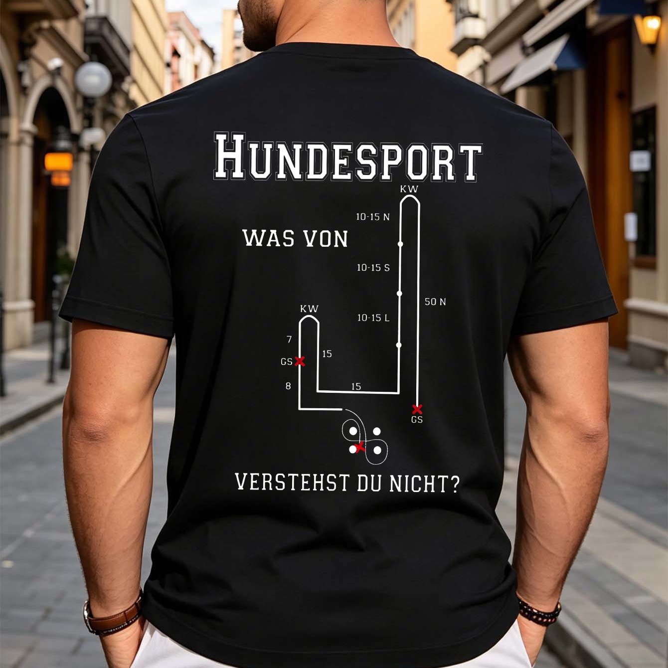 Was Von Verstehst Du Nicht Course Diagram Back Print T Shirt Black Casual Daily Wear Short Sleeve