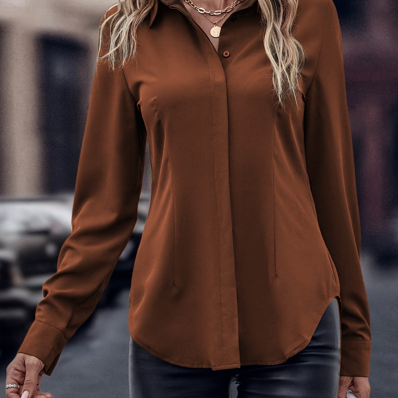 Women's Elegant Style Solid Color Blouse