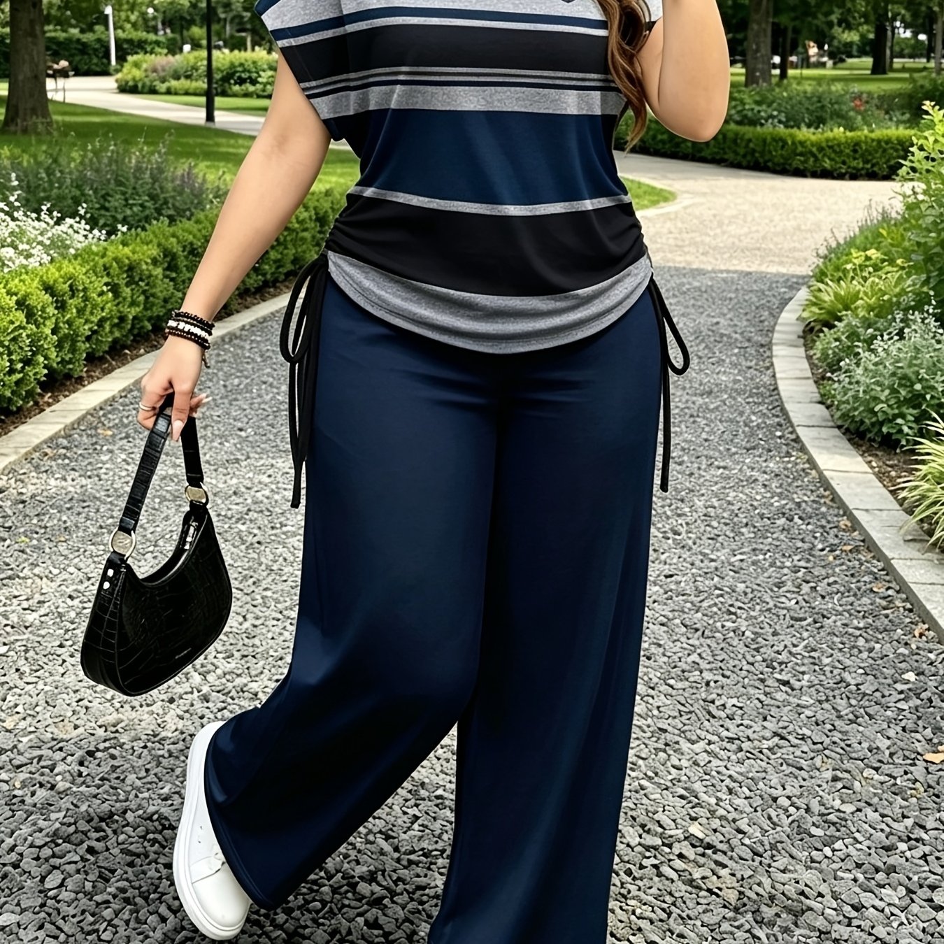 TEMU Ladies Two-piece Set - Casual Minimalist Two-piece Set - Red And Design, Suitable For Summer And Autumn Transition Wear, Bow Side Drawstring