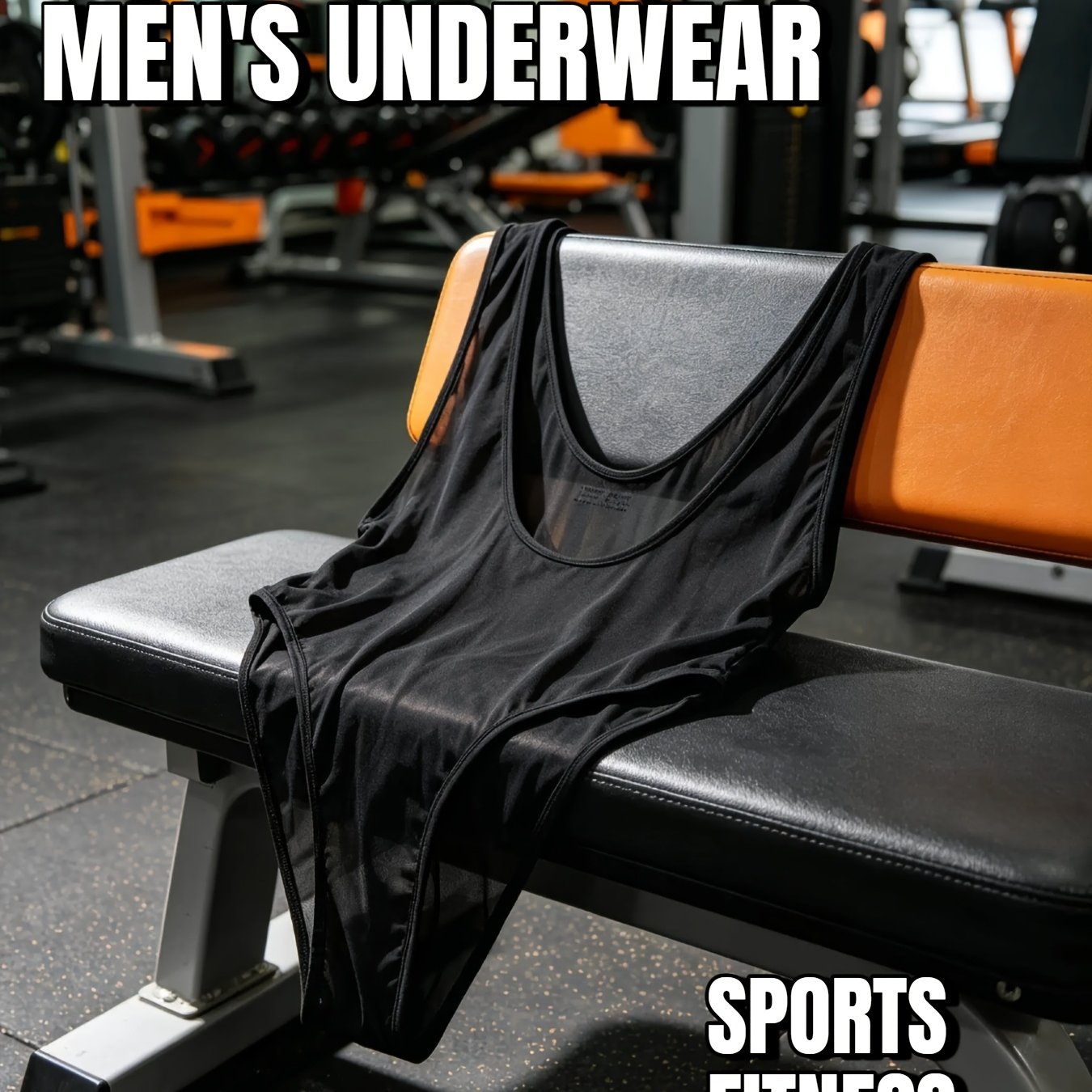 TEMU Men's Bodysuit, Cooling Mesh Breathable Compression Shirt, Seamless Tank Top With Thong Panty, Suitable For Gym , Men's Underwear