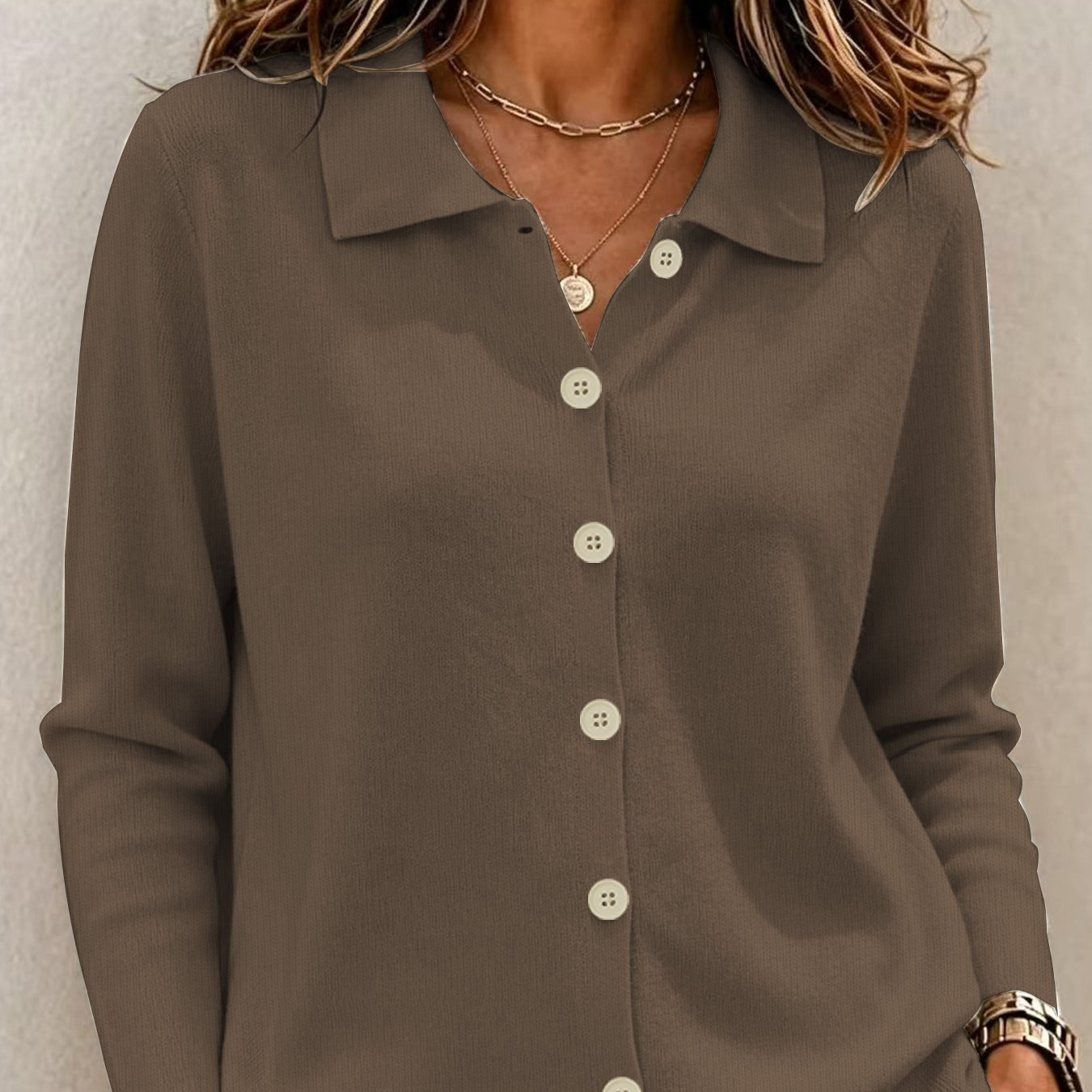 TEMU Sweater Boutique - Autumn/winter Style Home Warm Soft Collar Cardigan Top, Women's Home Sweater With Buttons And Elastic Texture, Slightly