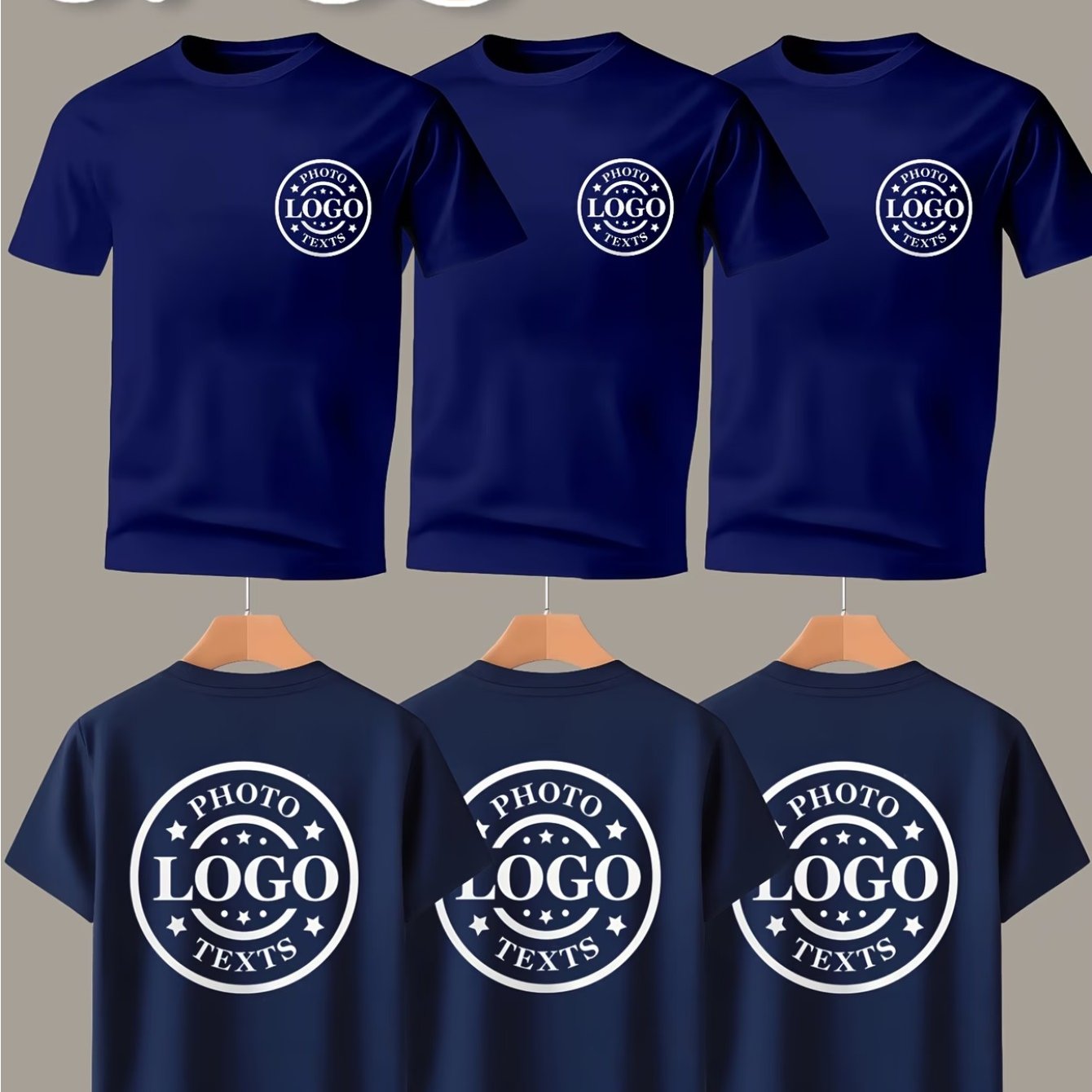 TEMU Three-pc Men's Custom T-shirts, Personalized With Photos, Text, And Logos, Summer Short-sleeve Diy