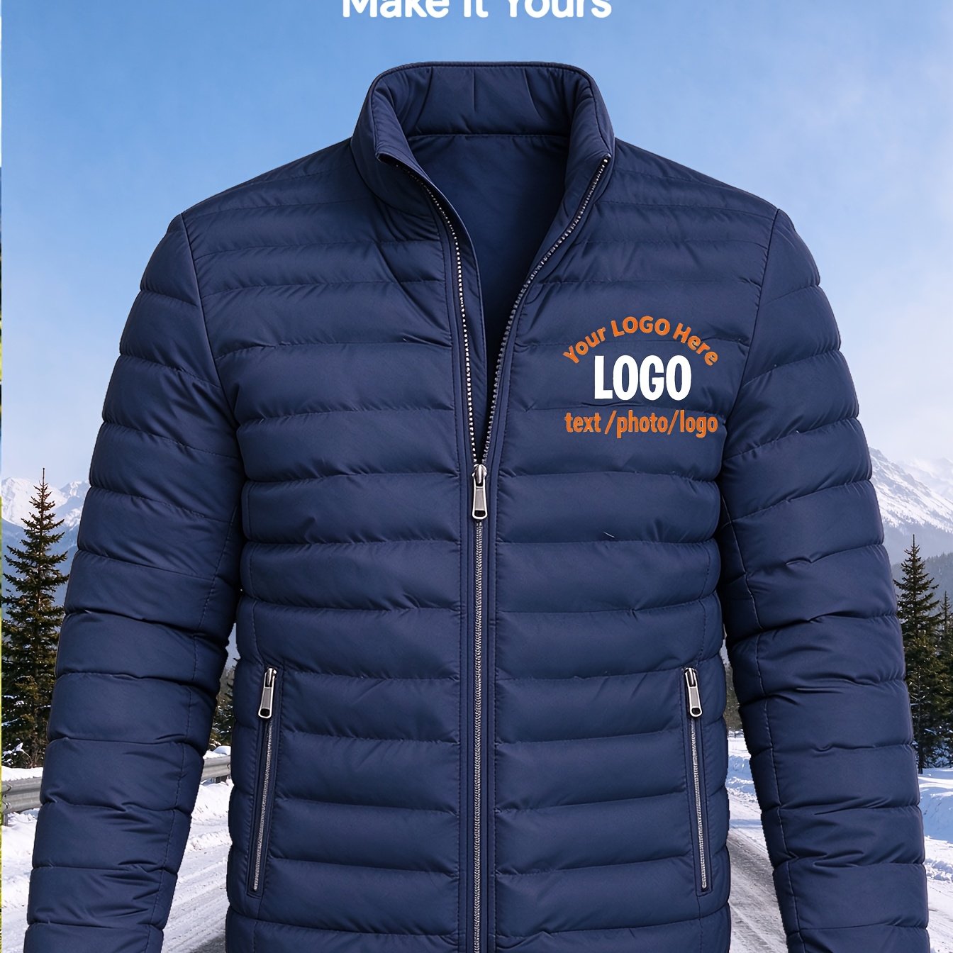 Custom Padded Jacket - Men's Stand Collar Thickened Padded