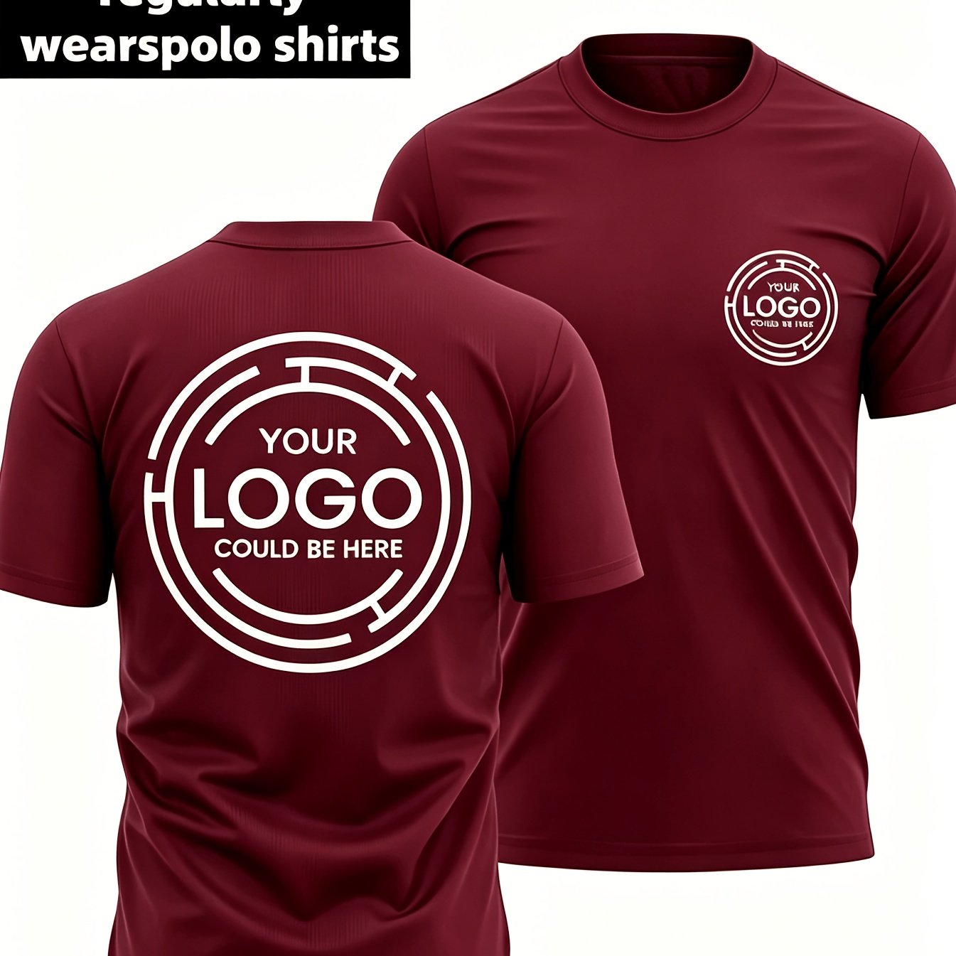 TEMU Men's Custom Casual Athletic T-shirt, Printable Pattern/photo/logo/emblem, Round Neck Breathable Quick-, Suitable For