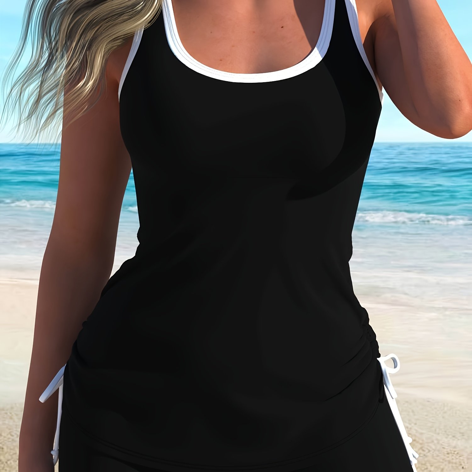 Women' Color Casual Tankini Swimsuit Set