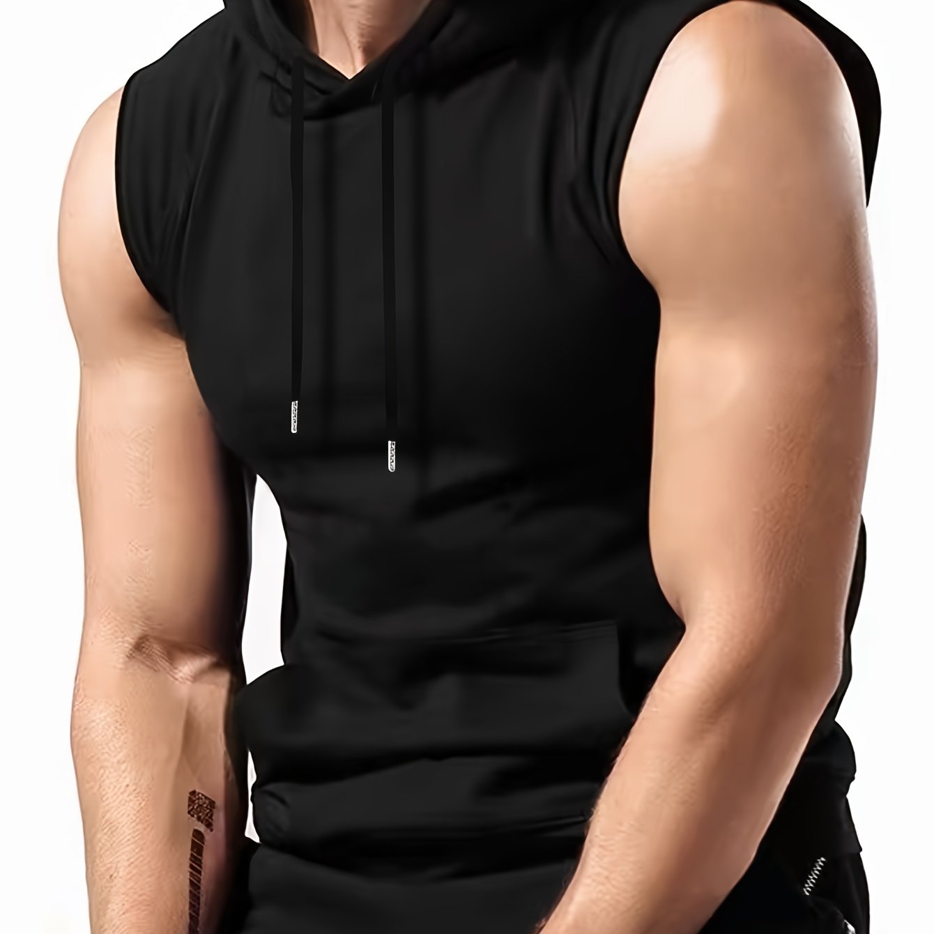 TEMU Camiseta Sin con Capucha para Hombre - Top Deportivo de Gimnasio, Tejido Transpirable para Correr, Entrenar y Estilo Casual - Lavable a Máquina