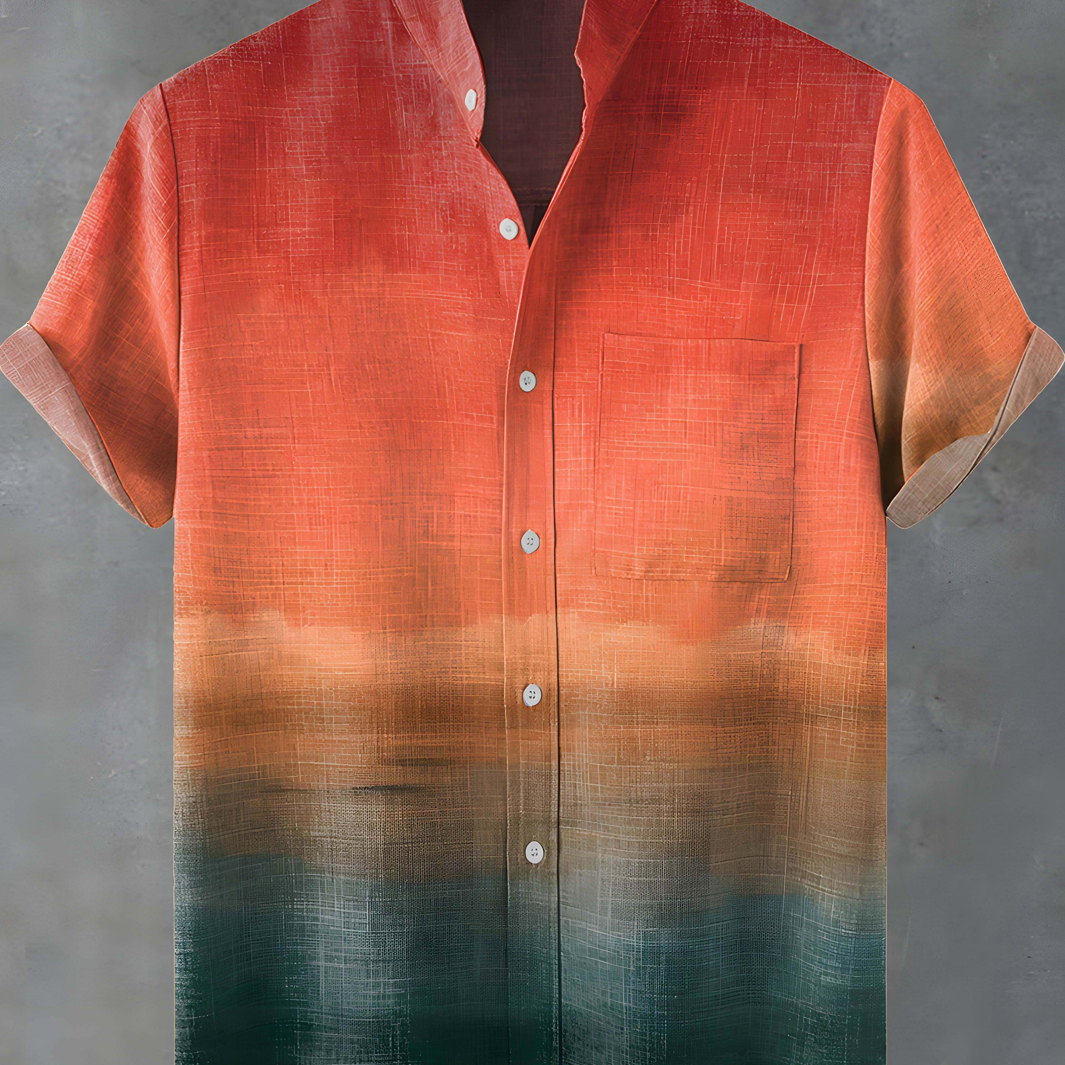 Men's Stand Collar Shirt With Pockets