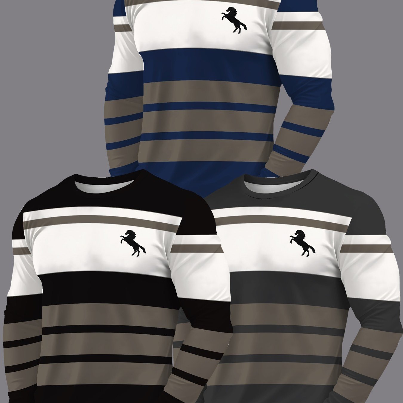 TEMU 3pcs Men's Casual Long Sleeve T-shirt Set, Round Neck Long Sleeve T-shirt, Suitable For Casual Wear, Modern Casual Clothing, , Plus Size