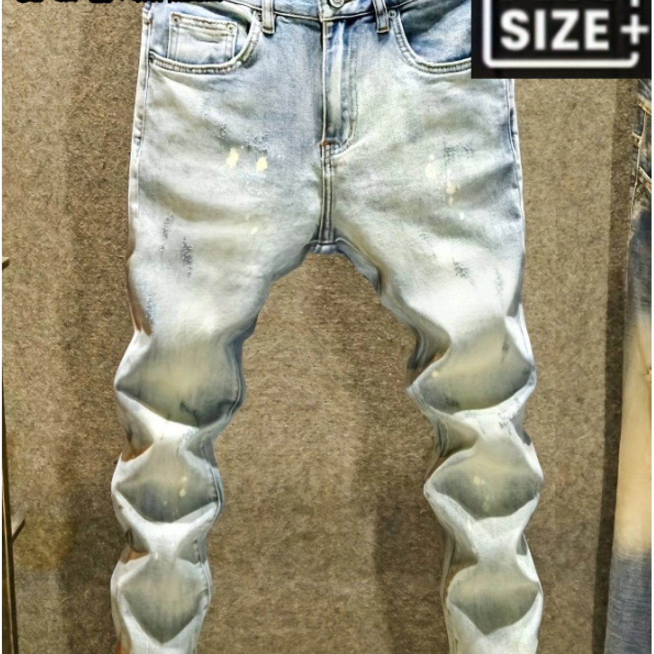 Image of [hme] Plus Size Men' Jeans, Straight-leg Design, Heavy Washed Vintage Finish, Tapered Ankles For Slim Look, Medium Stretch Non-constricting, Movement, Durable Non-deformable, Trend Style