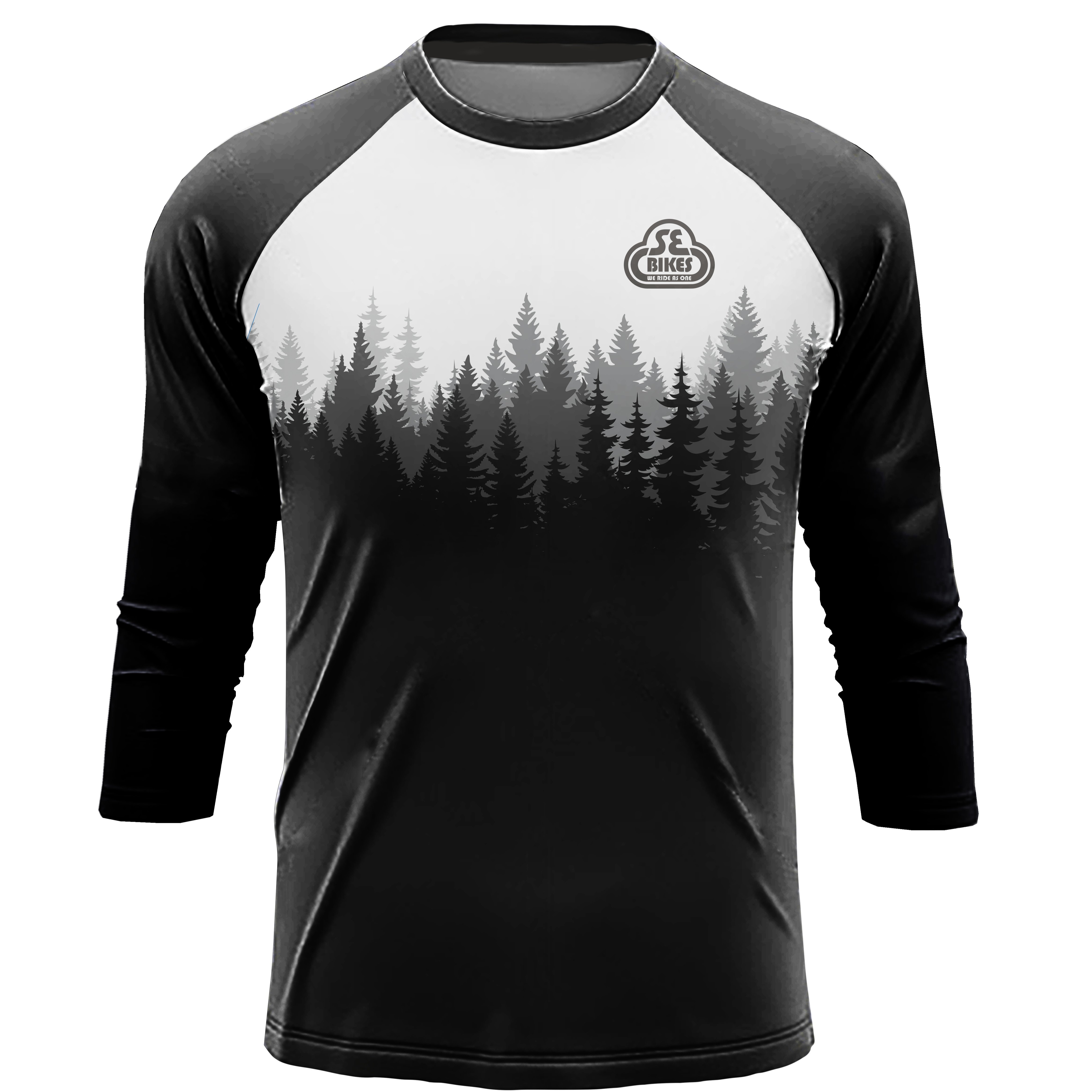 Men's Cycling Jersey - Quick-dry, Breathable & Moisture-wicking, 3/4 Sleeve Mtb Shirt With Scenic Mountain & Forest Design, Lightweight For Biking, Running & Outdoor Sports