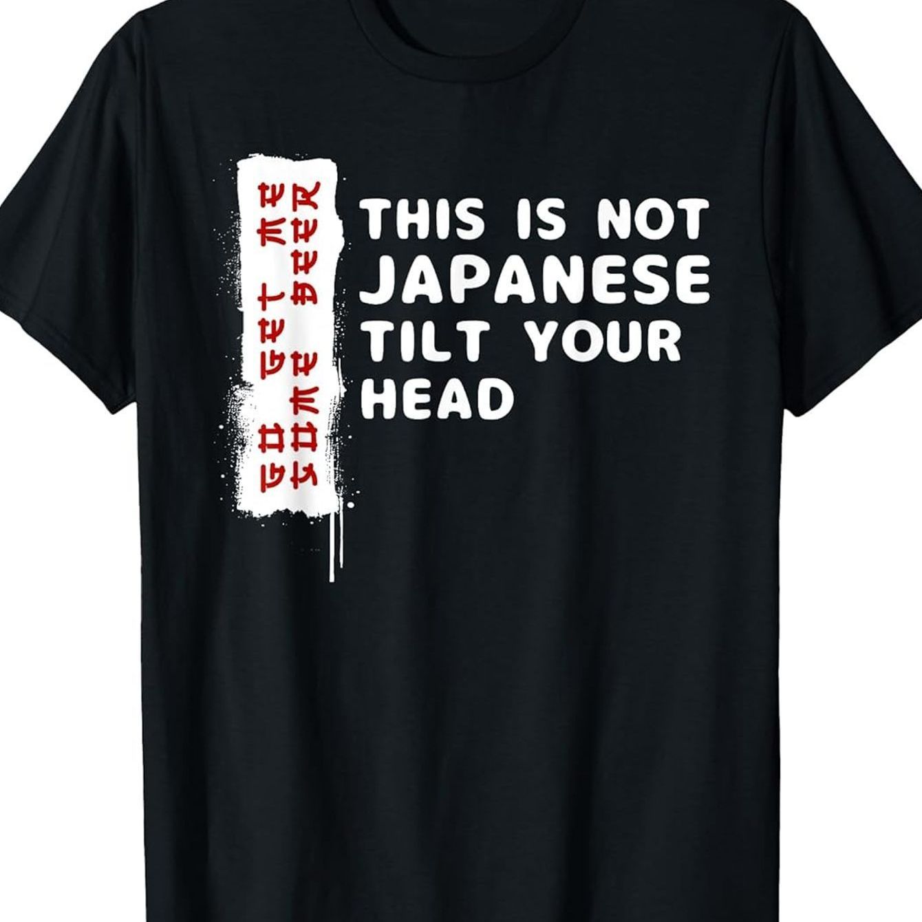 TEMU Hobby Japanese Beer Pun T-shirt - "not Japanese, You Nod" Print Tee - Ideal For , Parties - Black Background With Red And White Print - Perfect