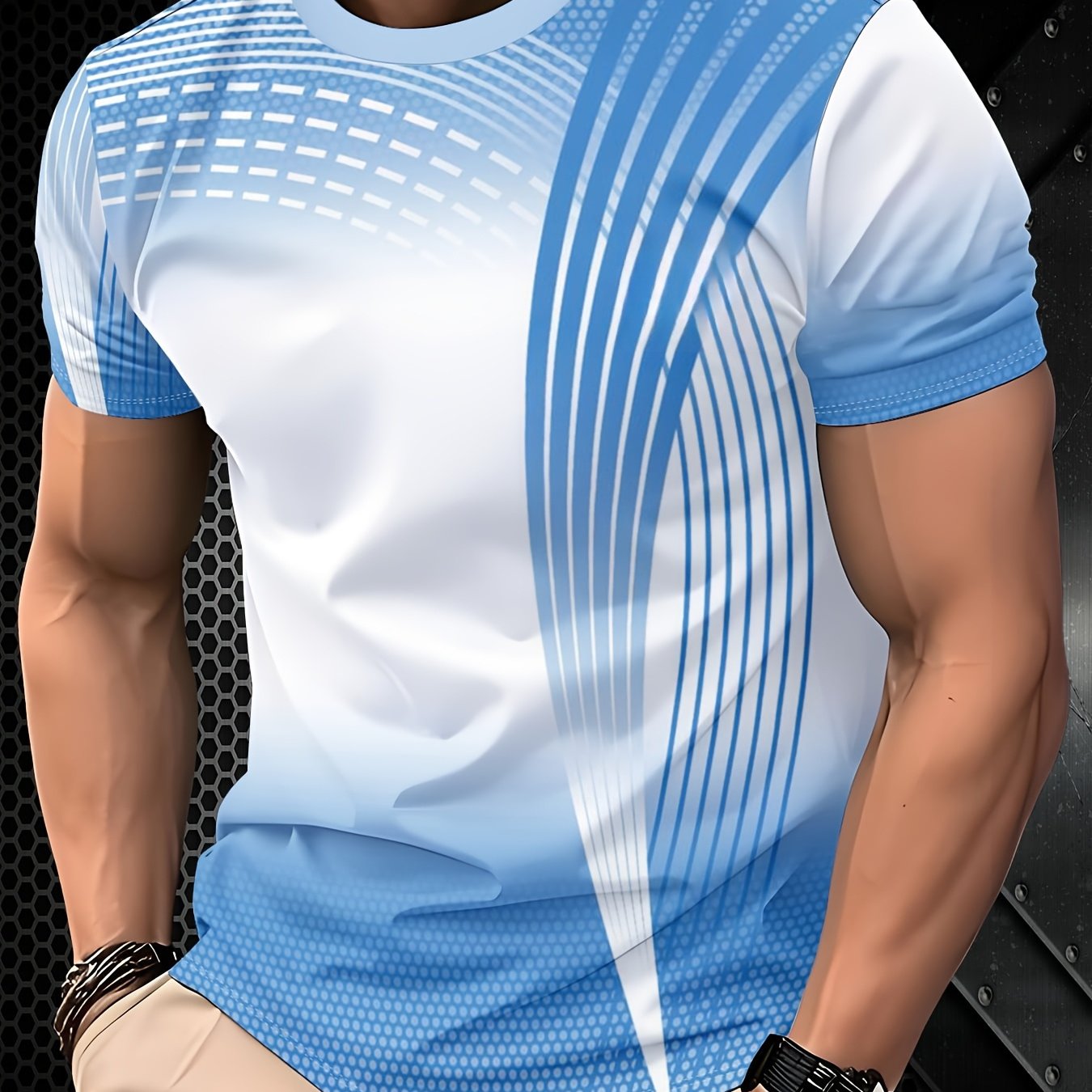 E-shop Herren-T-Shirt – Kühlender Stoff, leicht, atmungsaktiv, feuchtigkeitstransportierend, schnelltrocknendes Freizeit-T-Shirt für Herren – Einfaches