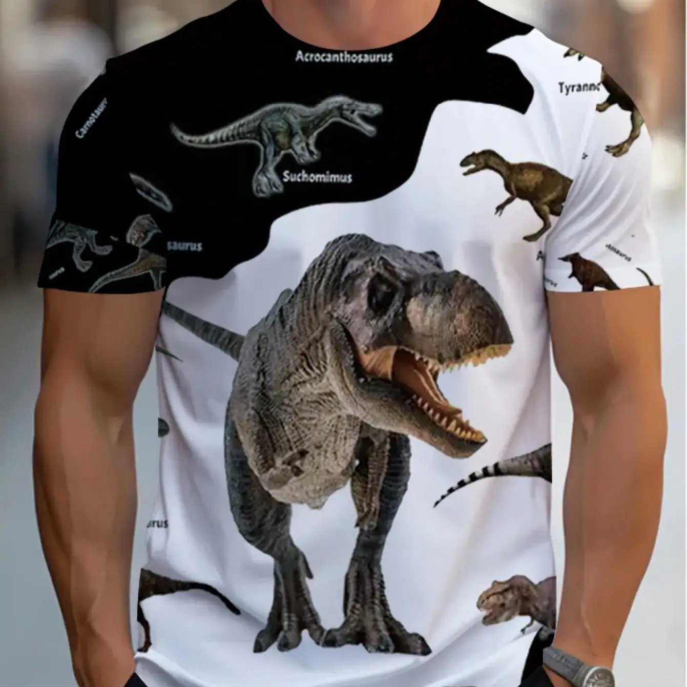 TEMU [printed Design-not Textured]men's Dinosaur T-shirt With , Velociraptor & , Christmas T Shirts For Men, Mens T Shirt, Men Clothing, Men T Shirt