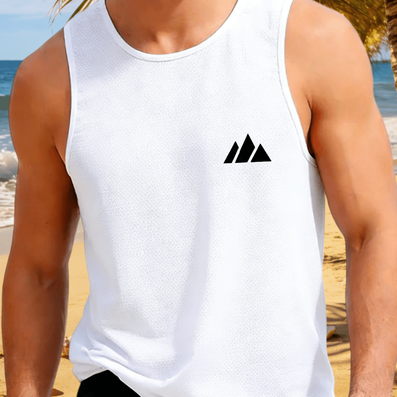TEMU Men's Lightweight Sports Vest - Quick-dry, Breathable Sleeveless Top For Gym, Running, And Beach, Casual Summer Sportswear, Machine Washable