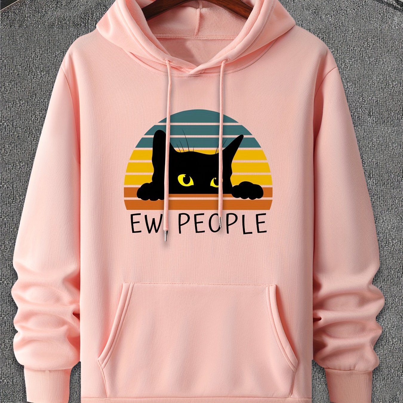 TEMU Active Hoodies Leisure Hoodies With Black Cat And