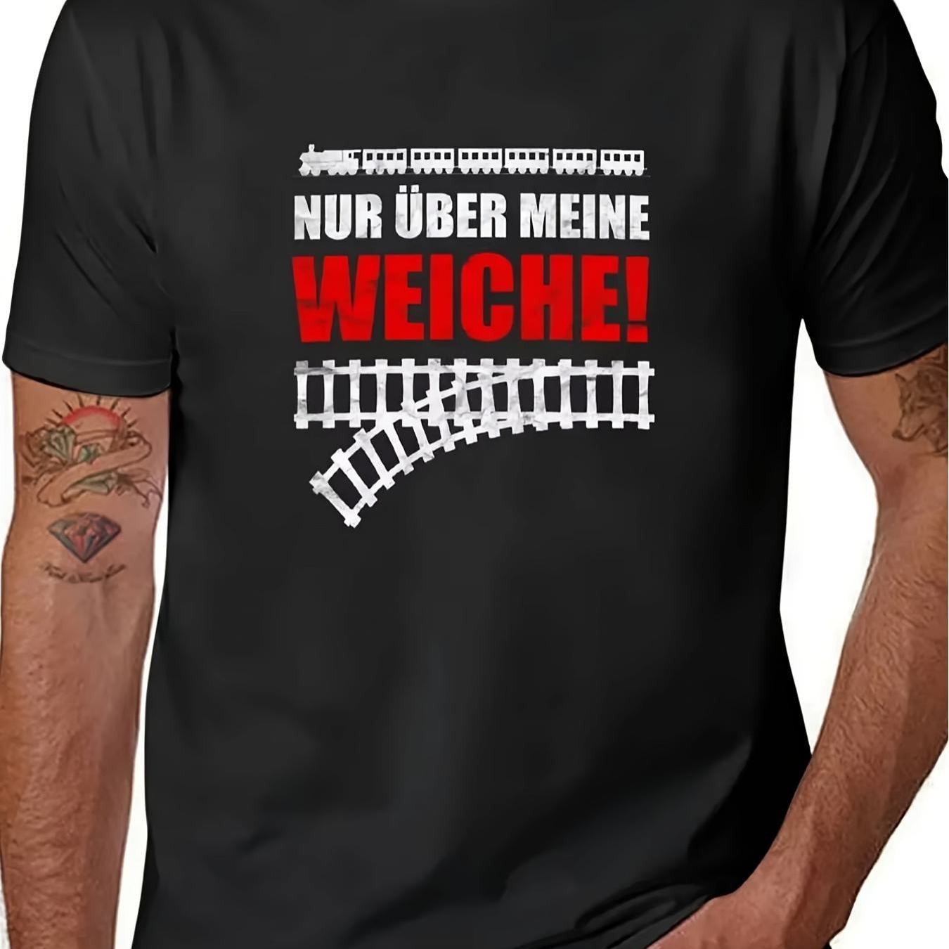 Men' Driver Print T Shirt Nur Uber Meine Weiche Ribbon Red Accents Suitable For Enthusiasts Railroad Worker Clothing Casual Attire And Theme Events Breathable Crew Neck Activity Eye