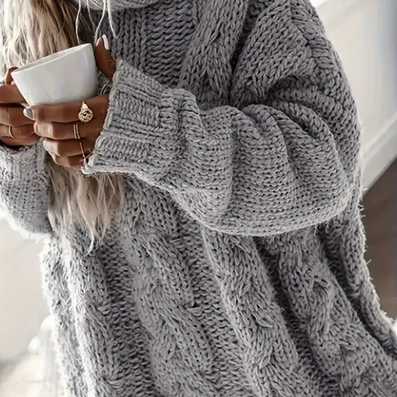 Women's High Neck Sweater Pullover Long Sleeve Cable Solid Color Casual Spring Autumn